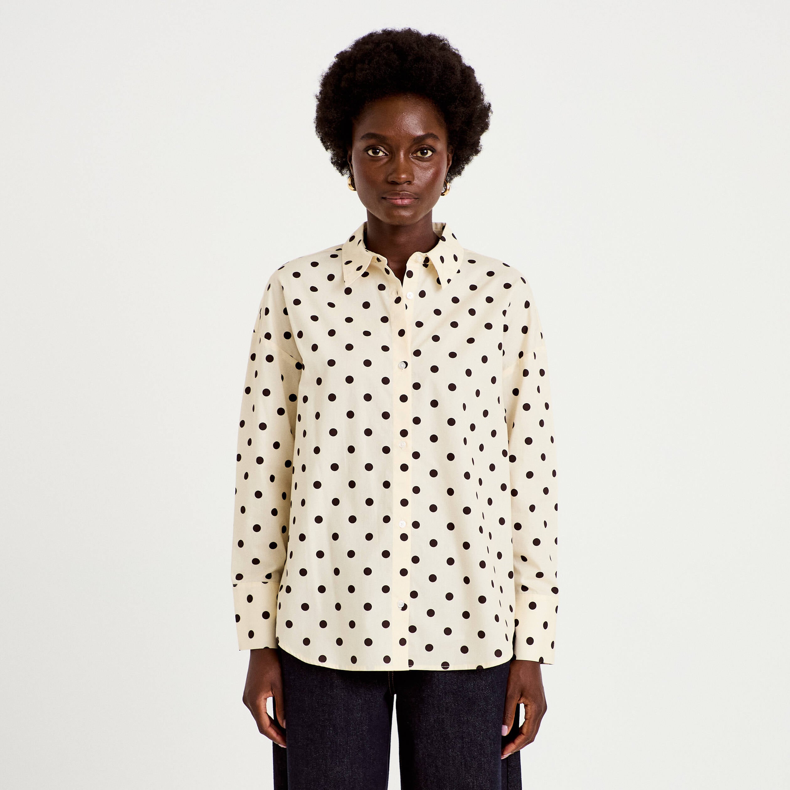 Chemise oversize manches longues blanc femme