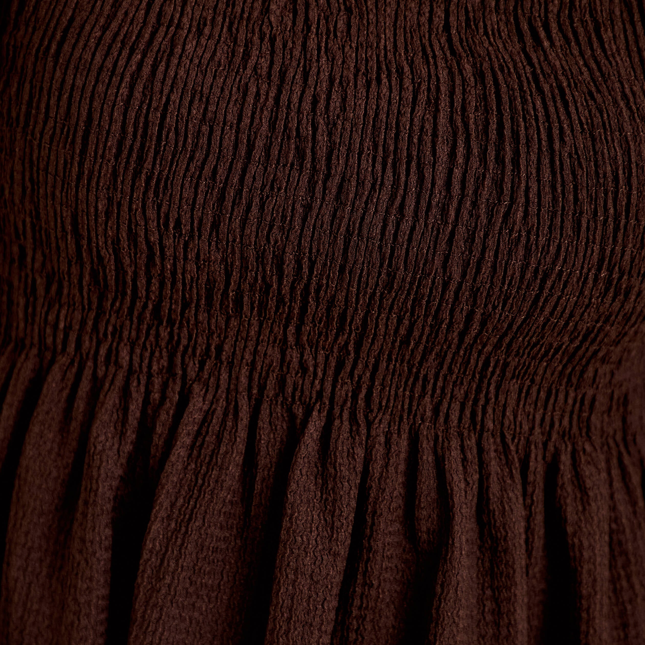Blouse p&eacute;plum manches longues pliss&eacute;e marron fonc&eacute; femme