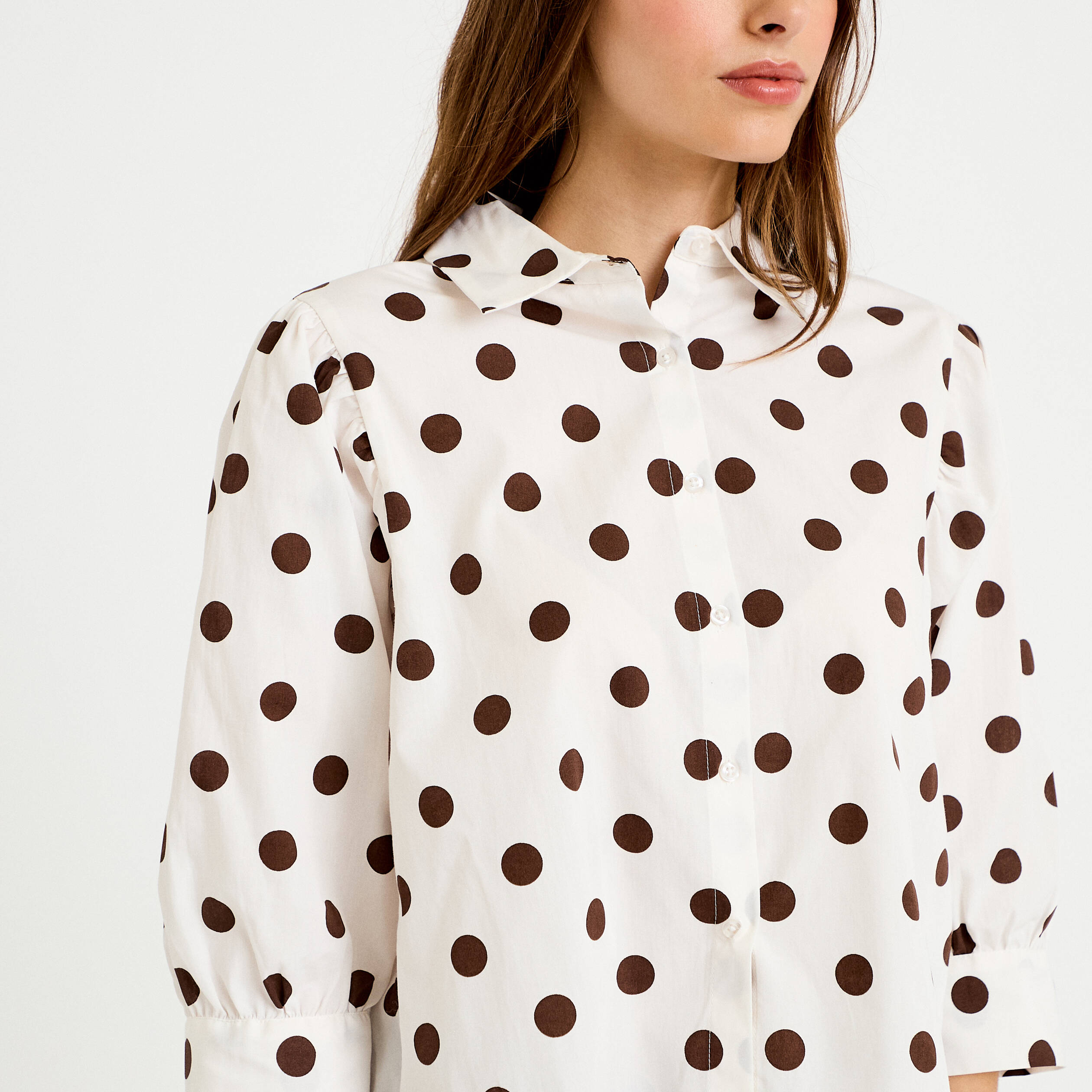 Chemise droite manches longues blanc femme