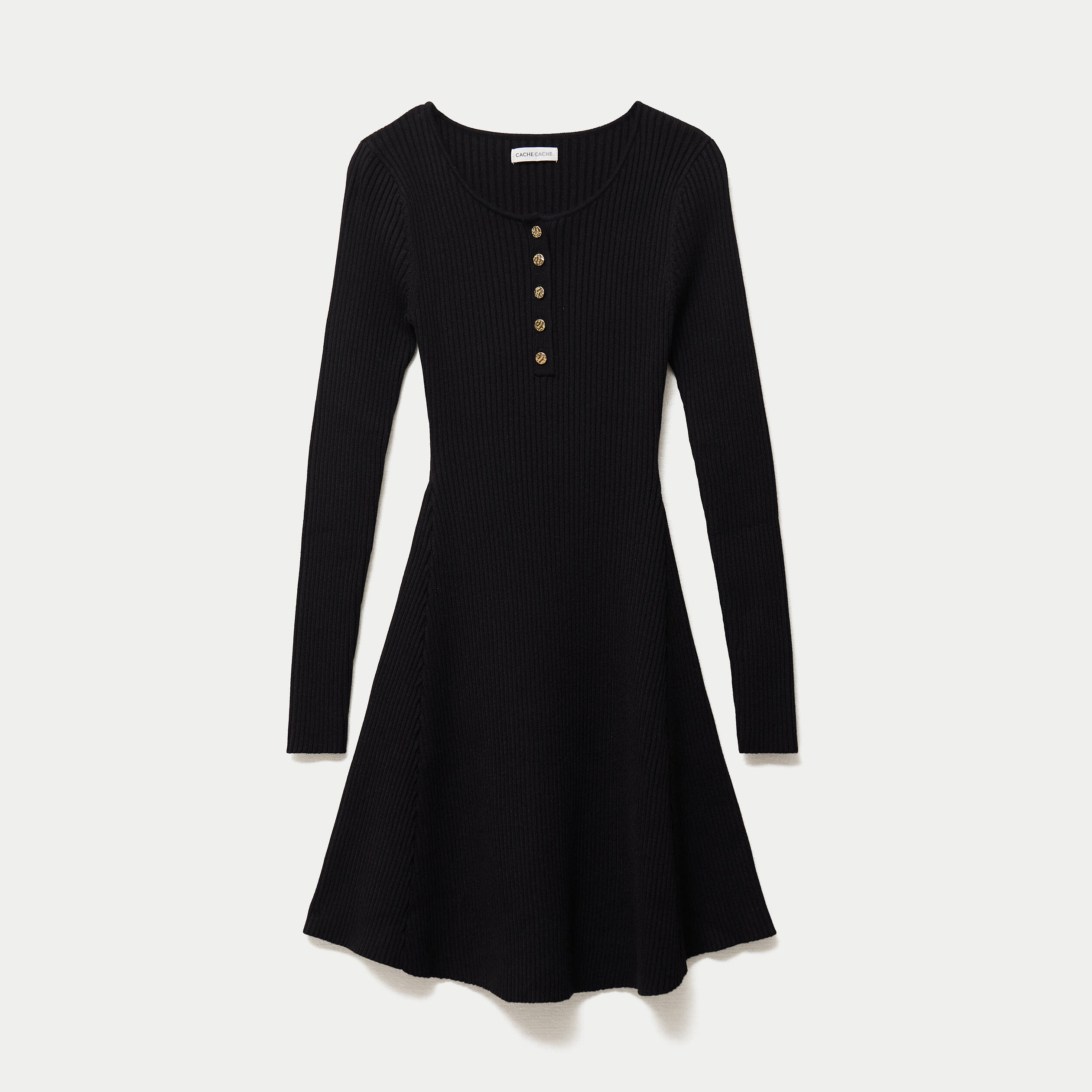 Robe pull patineuse manches longues noir femme