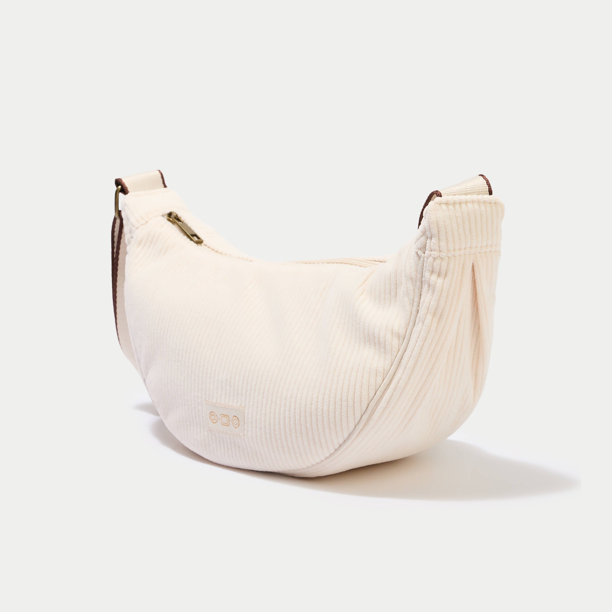 Sac banane velours c&ocirc;tel&eacute; ecru femme