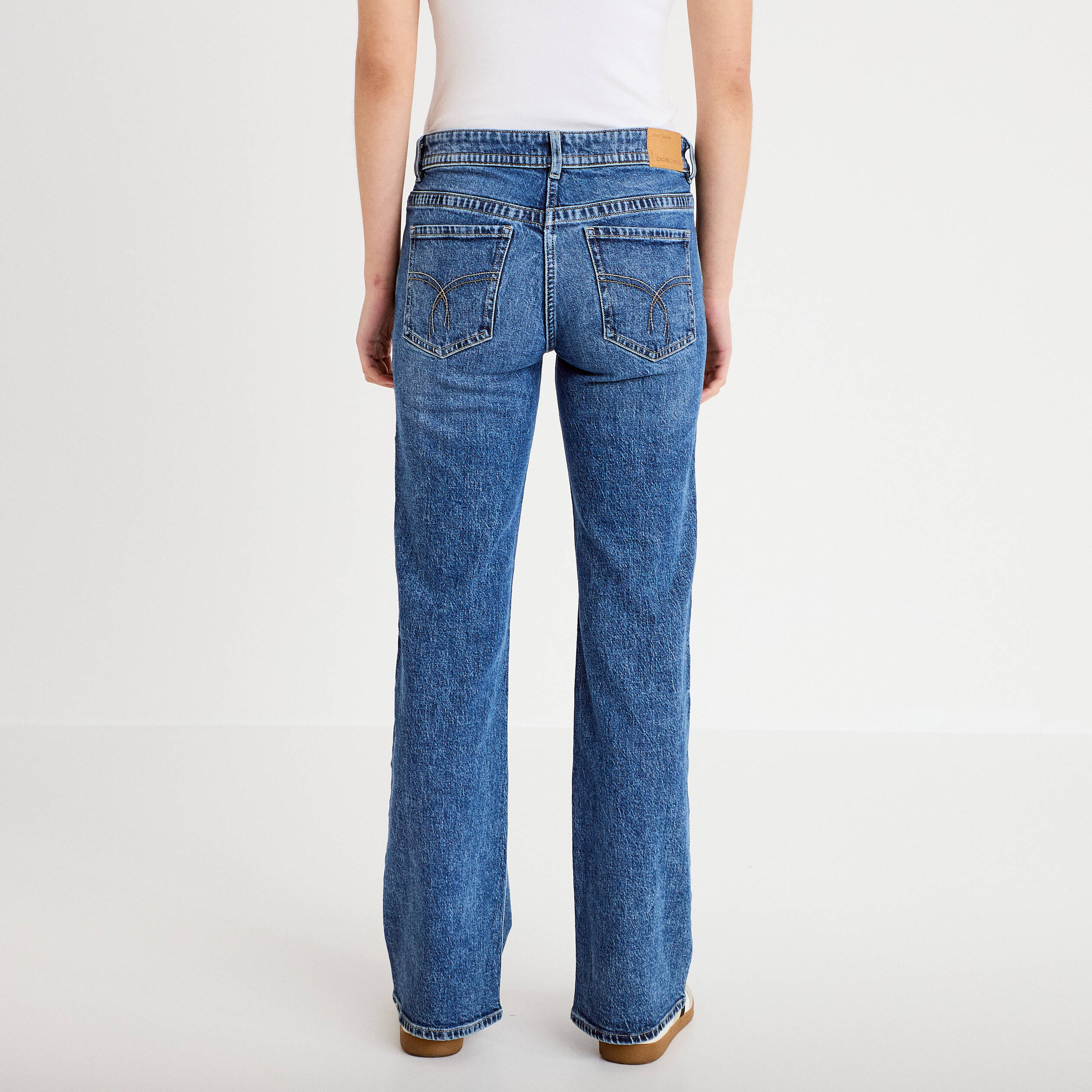 Jean bootcut taille basse denim double stone femme