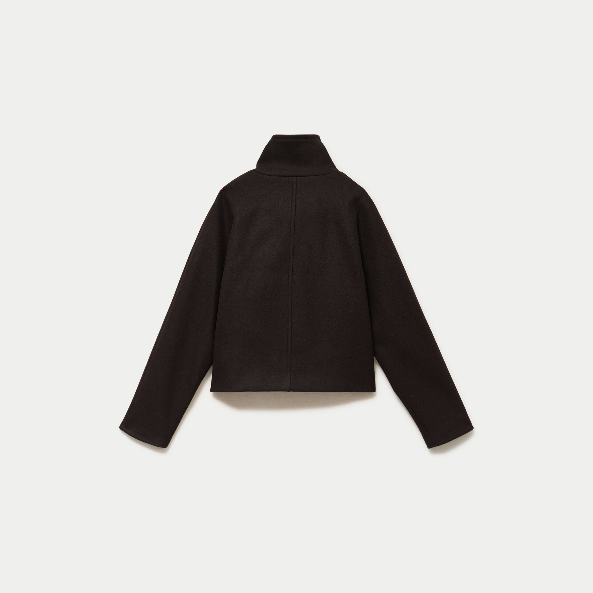 Veste chin&eacute;e col montant manches longues marron fonc&eacute; femme