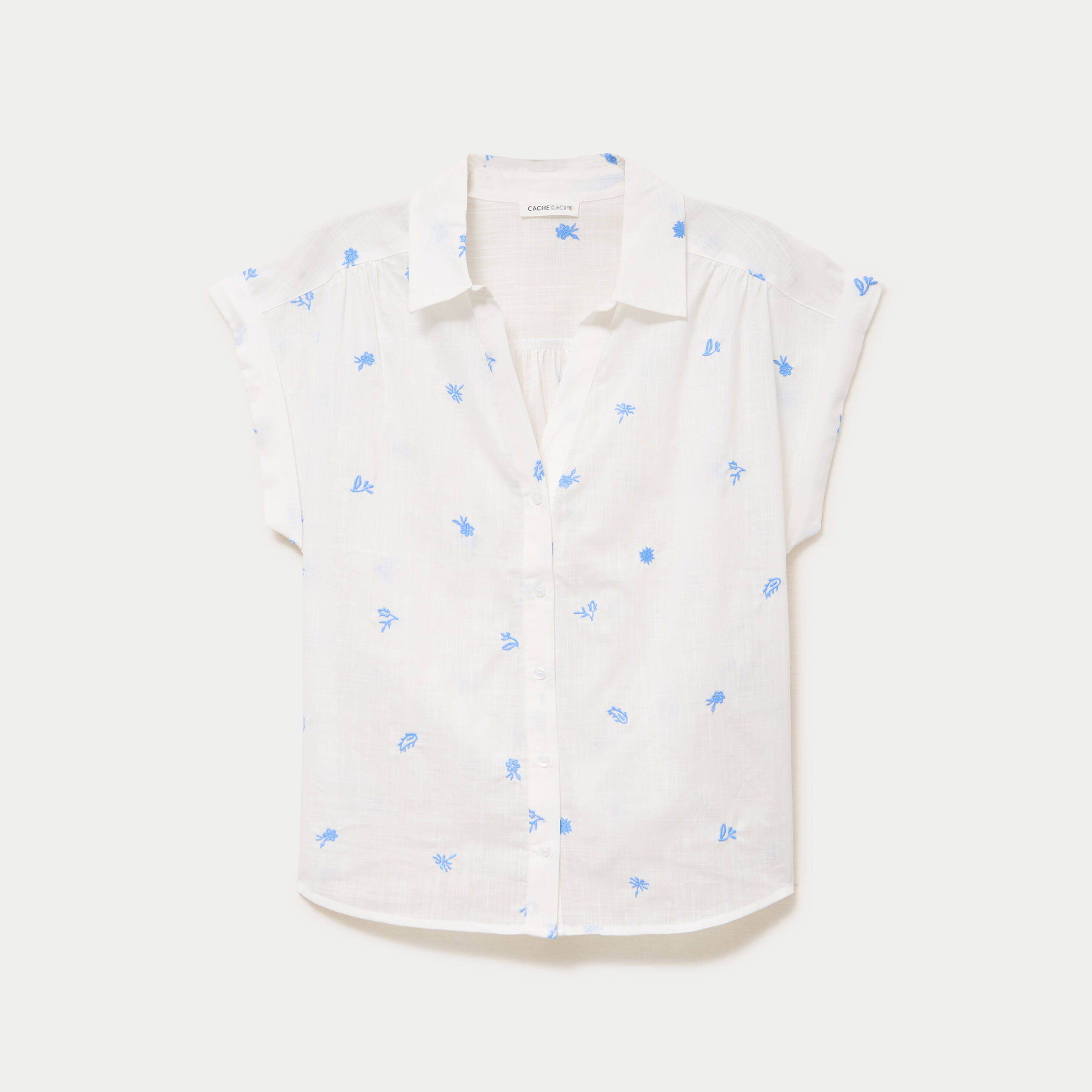 Blouse droite sans manches col rond blanc femme