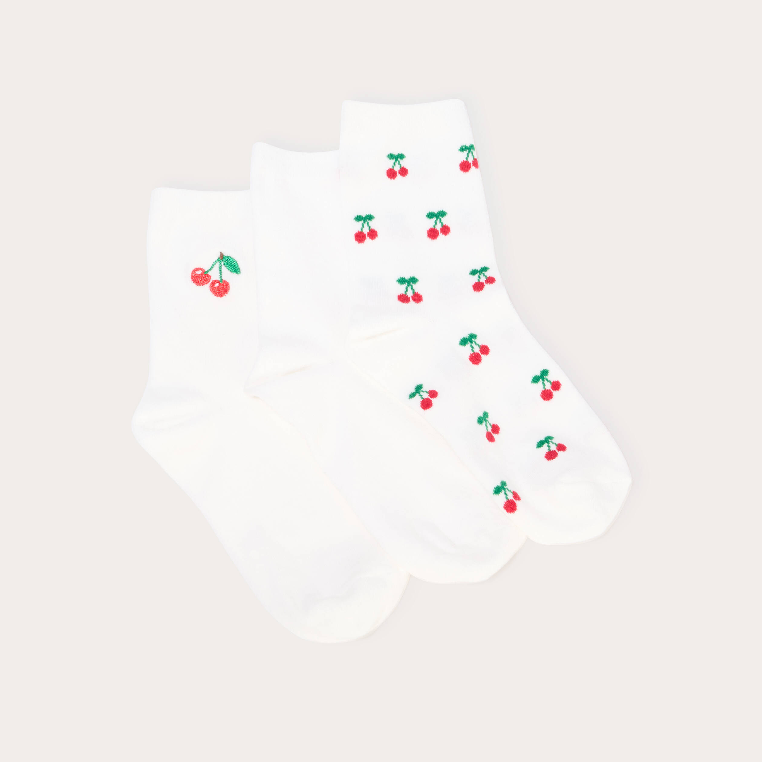 Lot de 3 paires de chaussettes fantaisie ecru femme