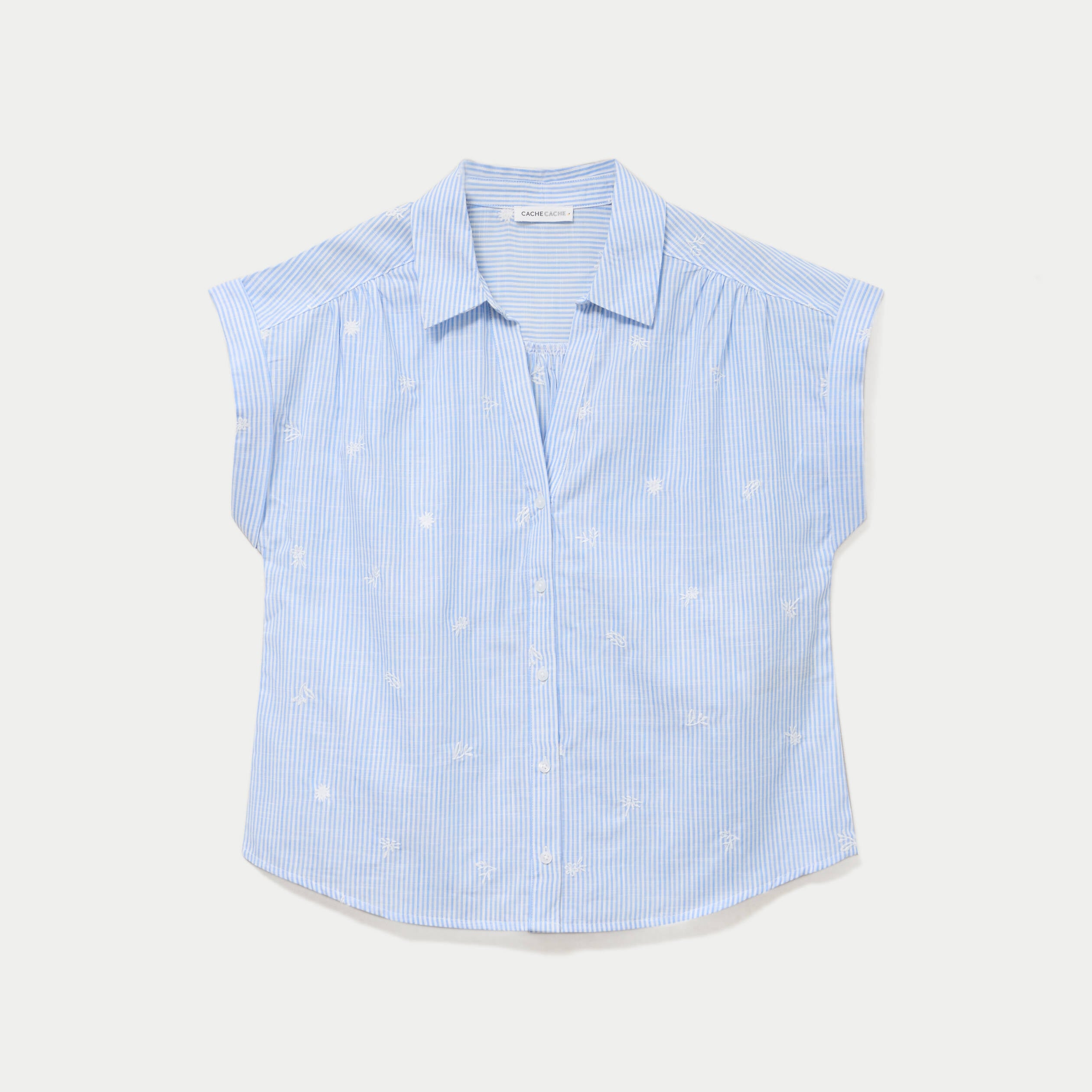 Blouse droite sans manches col rond blanc femme