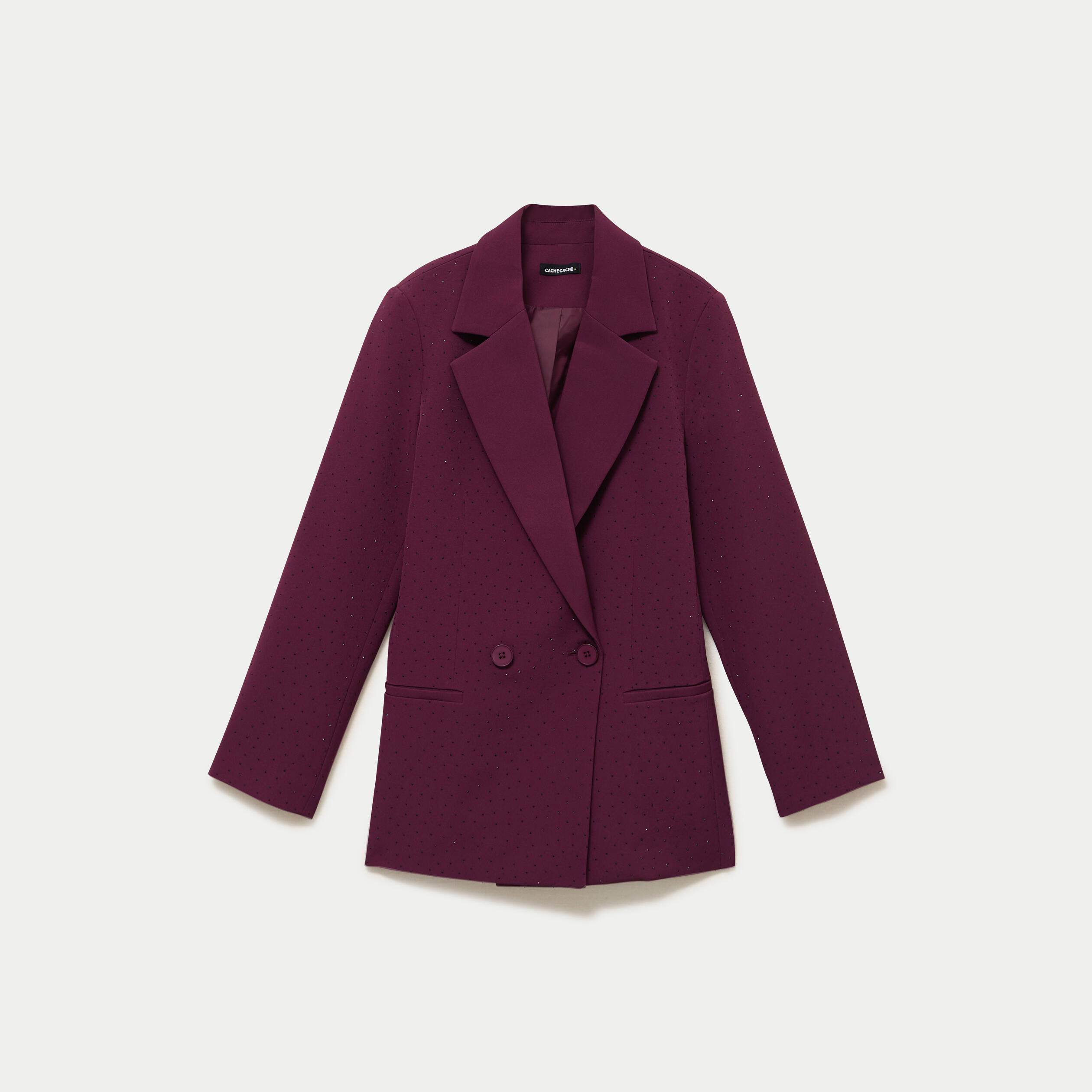Blazer oversize brillant manches longues prune femme