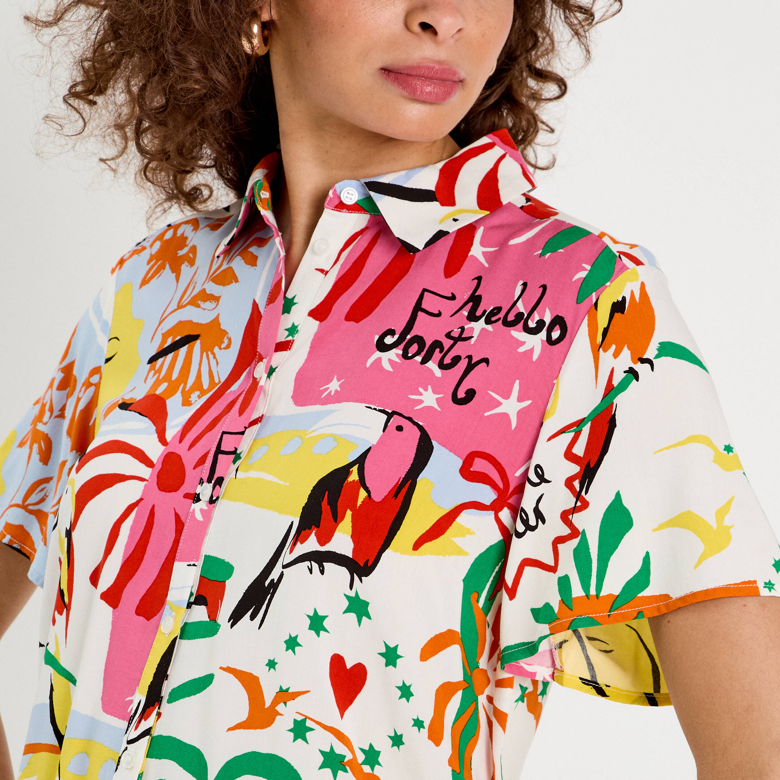 Chemise manches courtes blanc femme