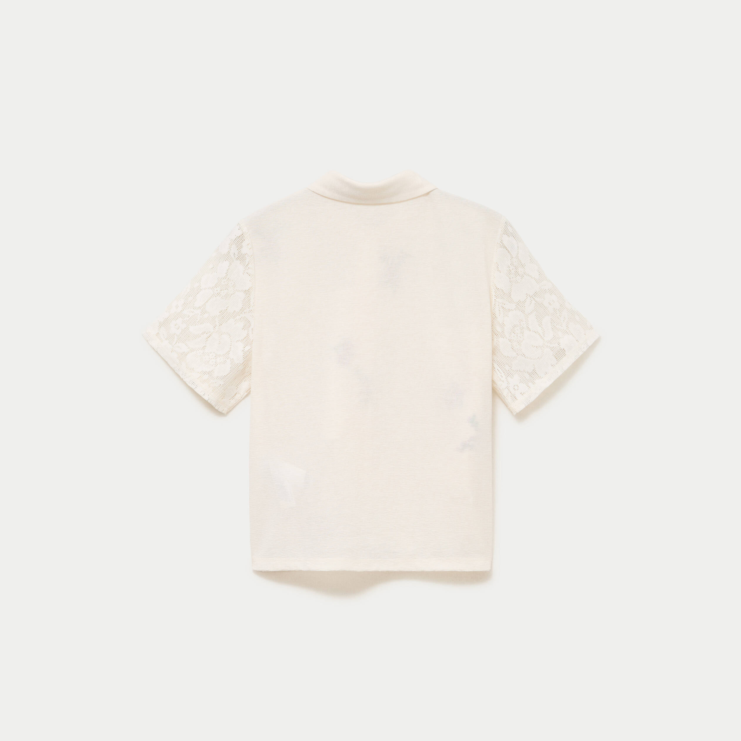Chemise col chemise manches courtes ecru femme