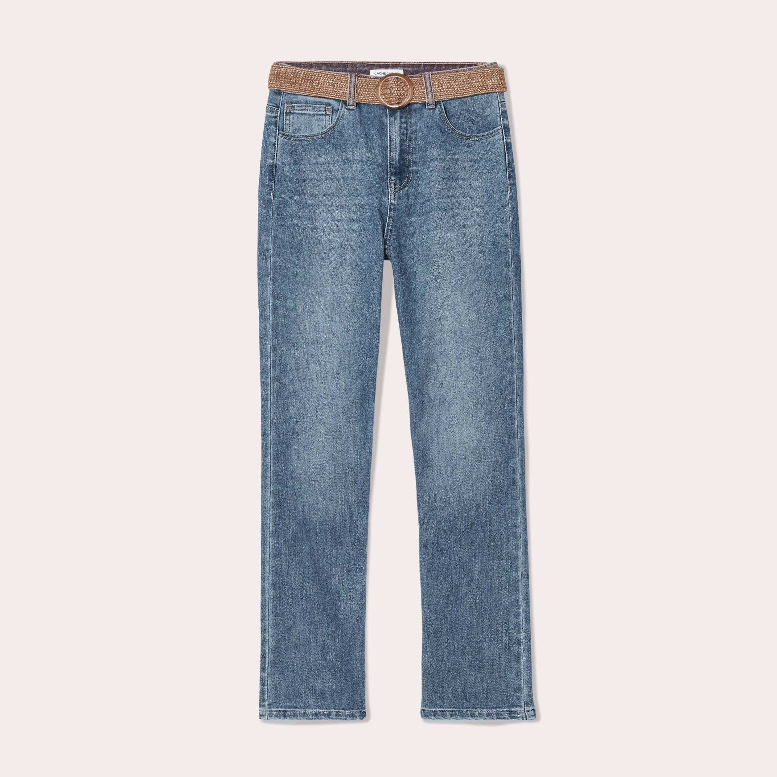 Jean bootcut cropped taille haute denim double stone femme