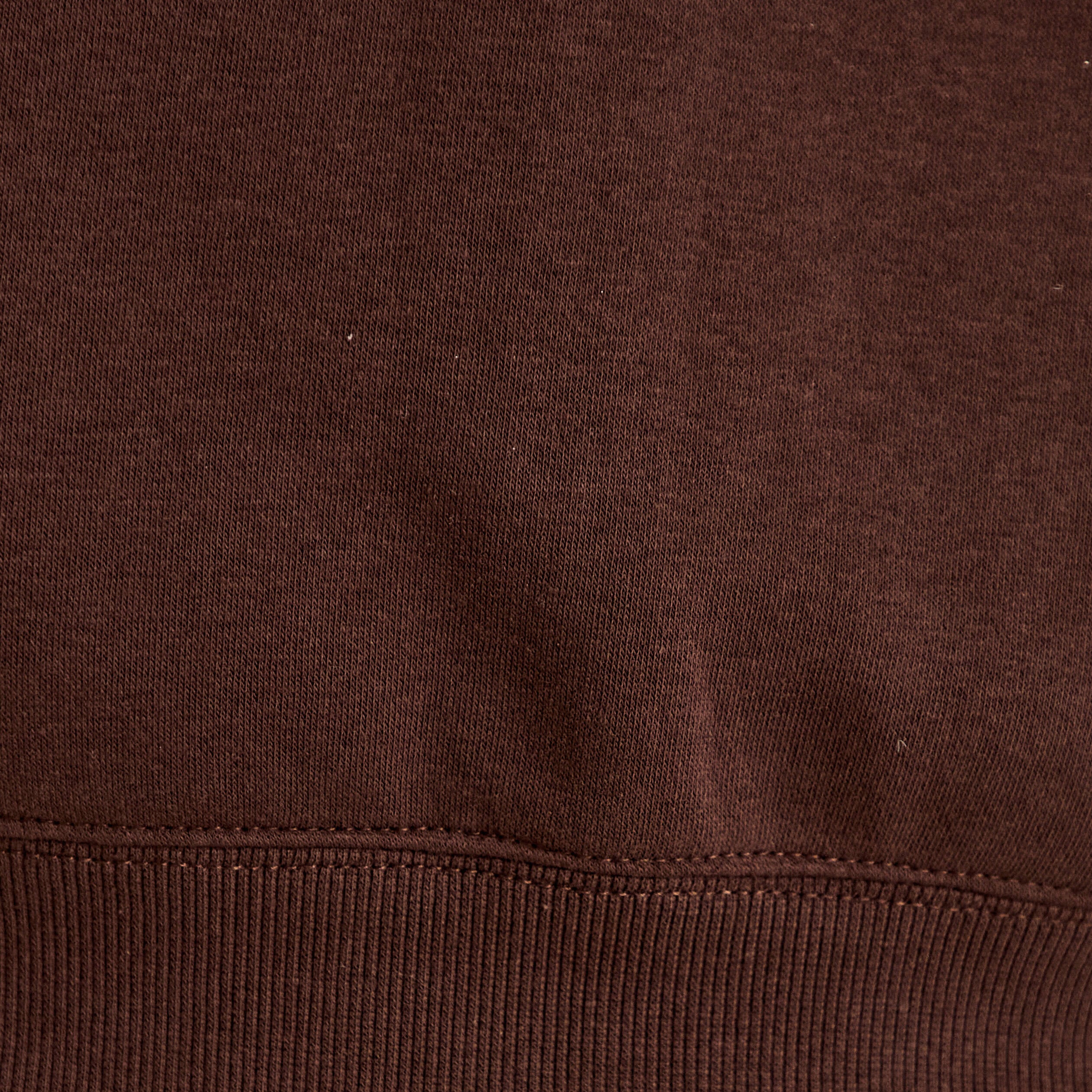 Sweat droit col rond d&eacute;tail dentelle marron fonc&eacute; femme