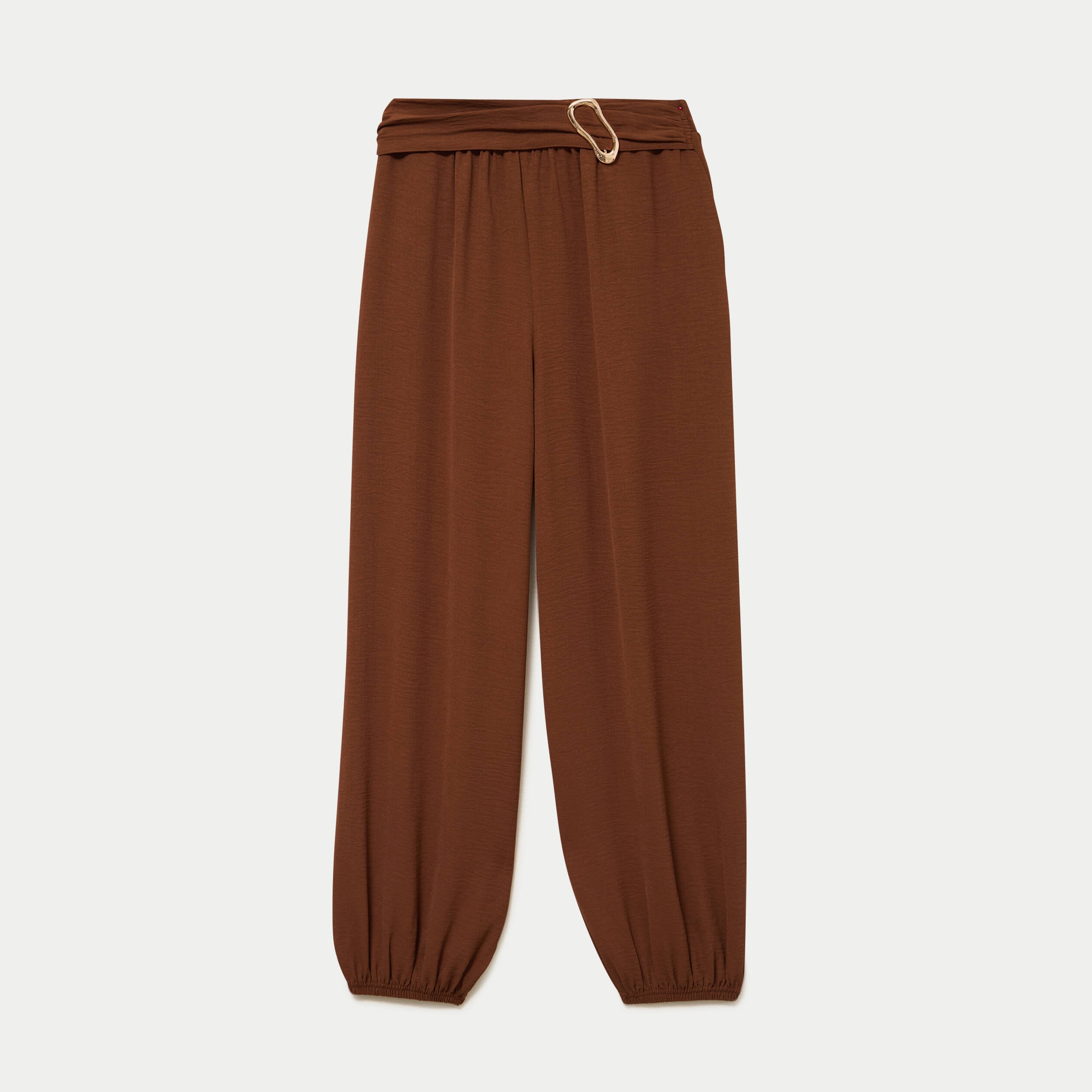 Pantalon bouffant taille standard marron femme