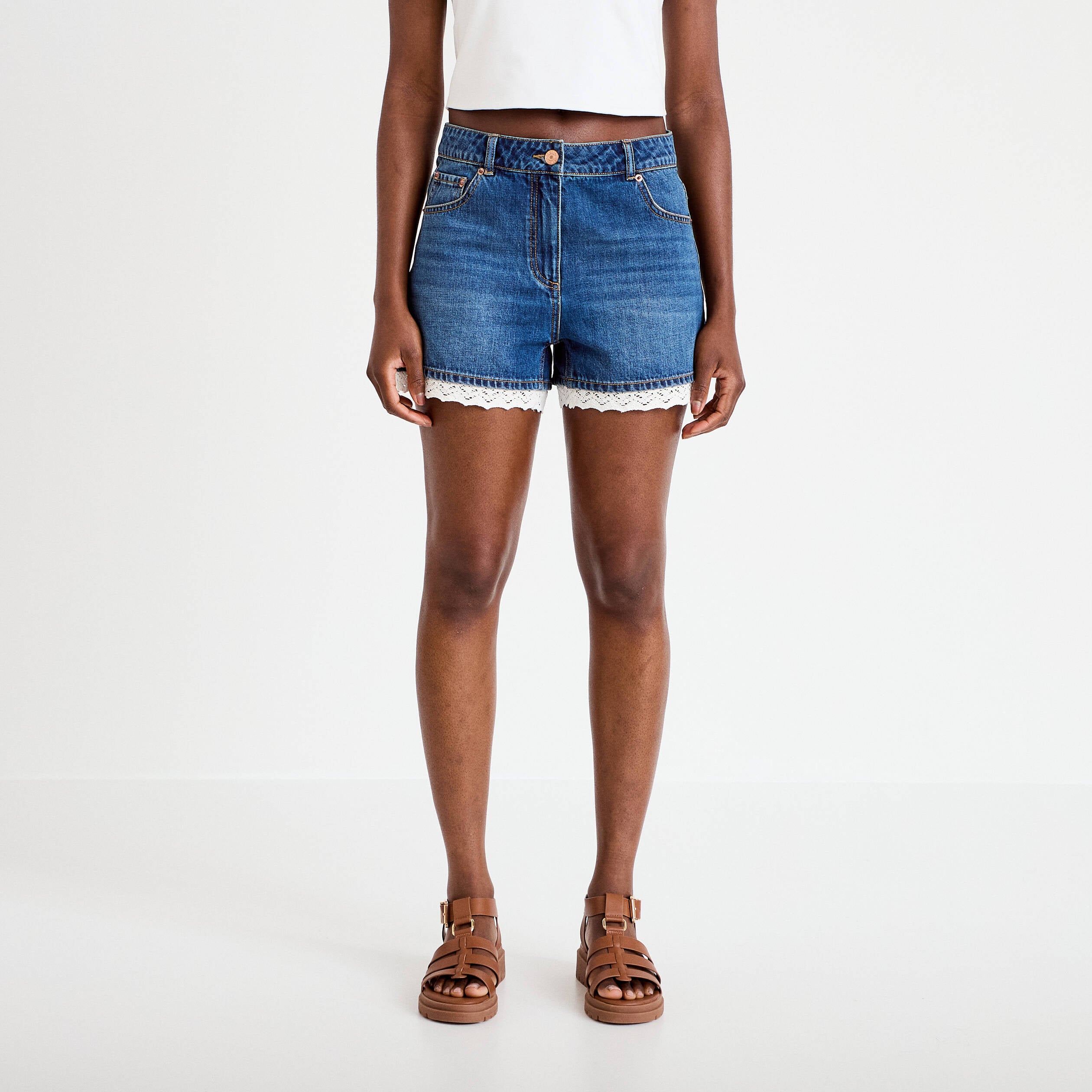 Short en jean denim stone femme