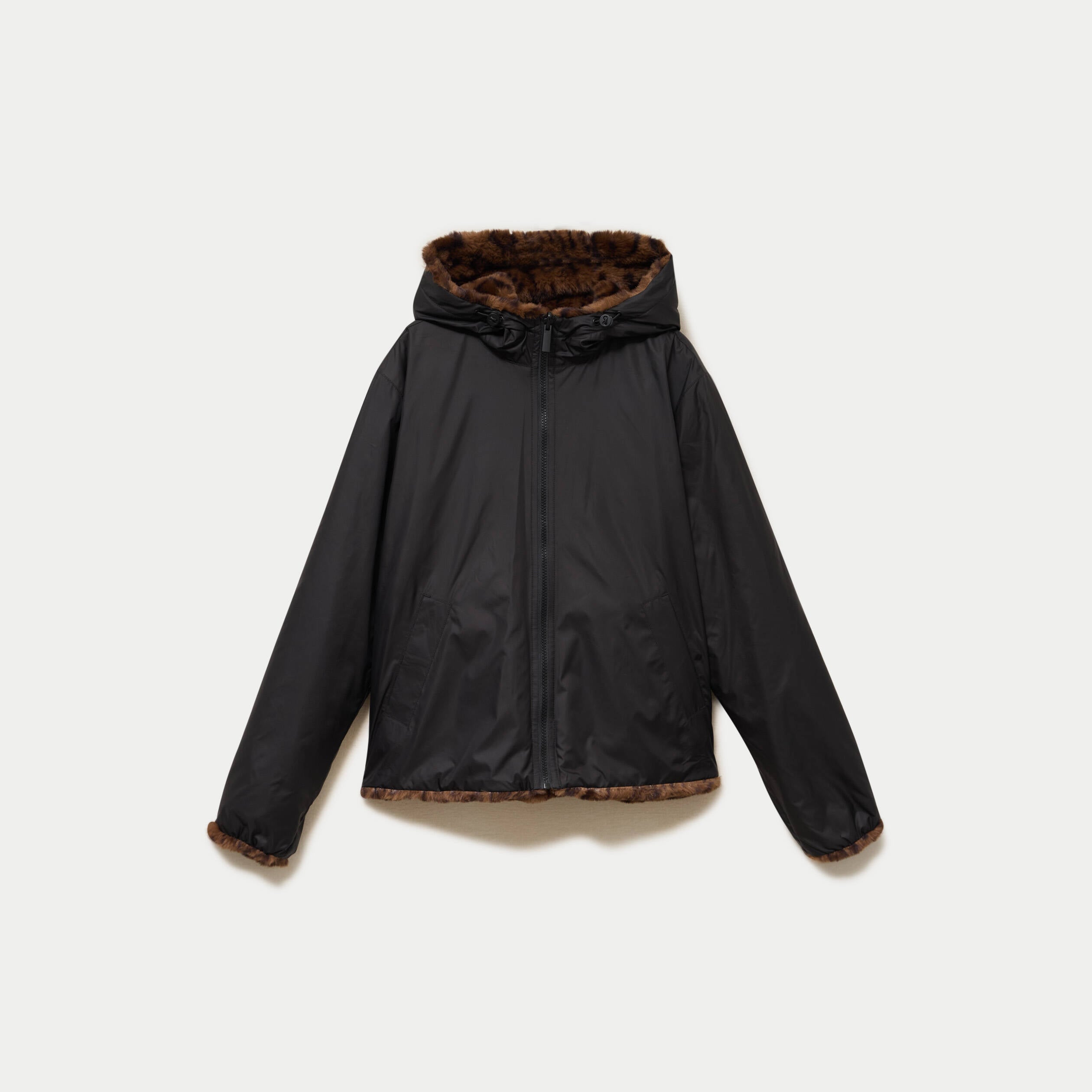 Parka r&eacute;versible &agrave; capuche noir femme