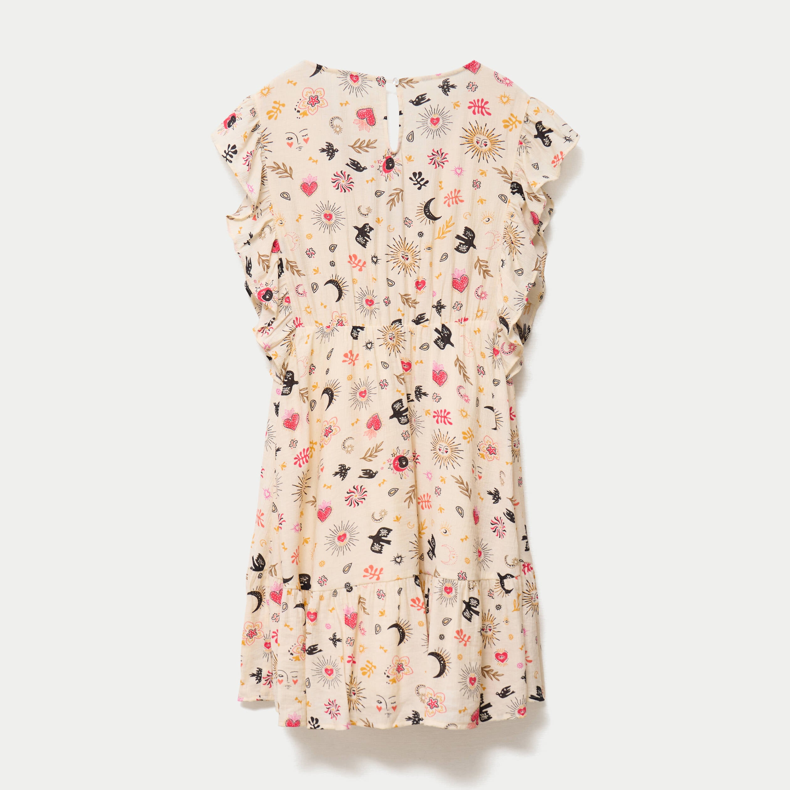 Robe courte &eacute;vas&eacute;e col v manches courtes blanc femme