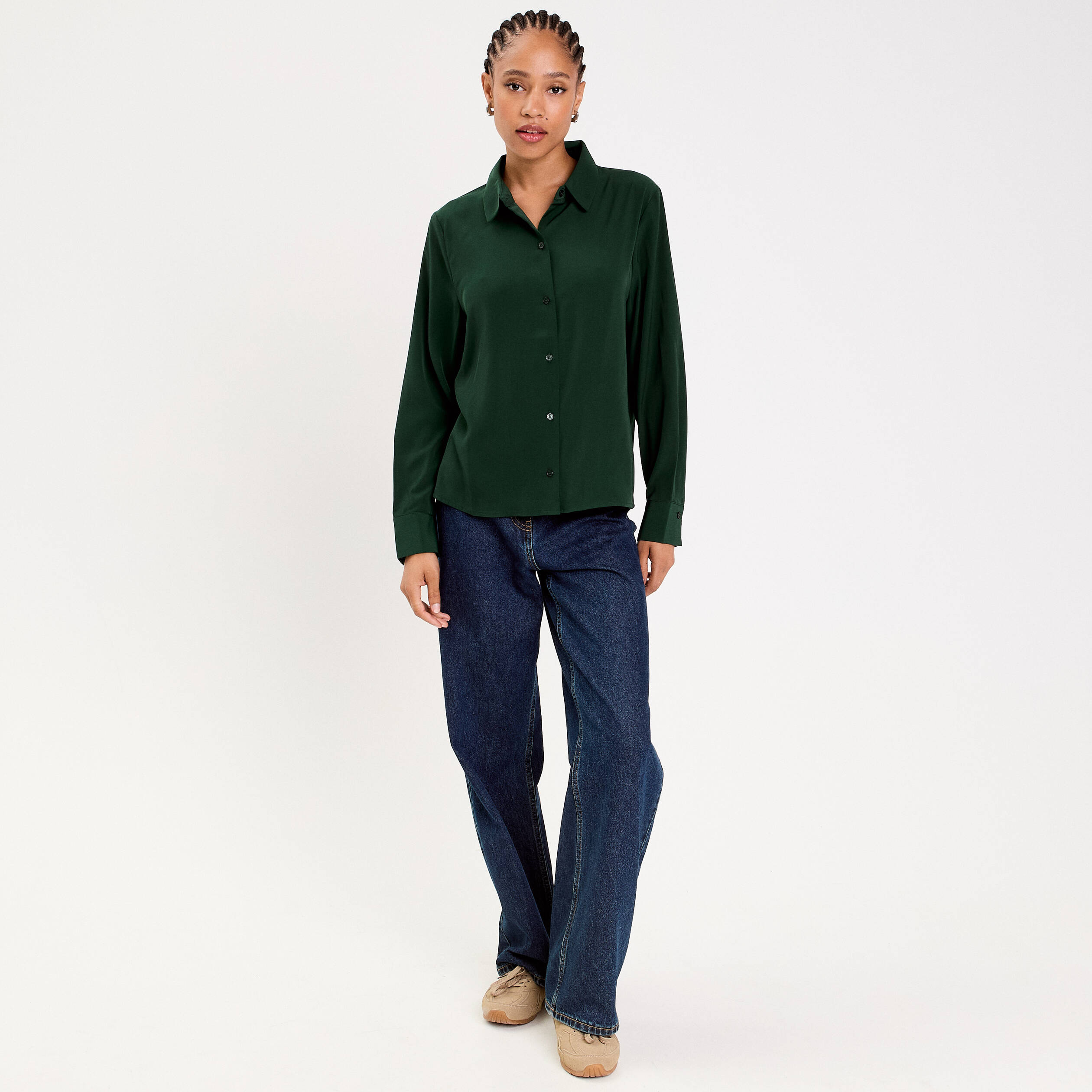 Chemise Femme Chico's 100% Soie - Vert - Manches Longues - Taille 1 - Très Bon état