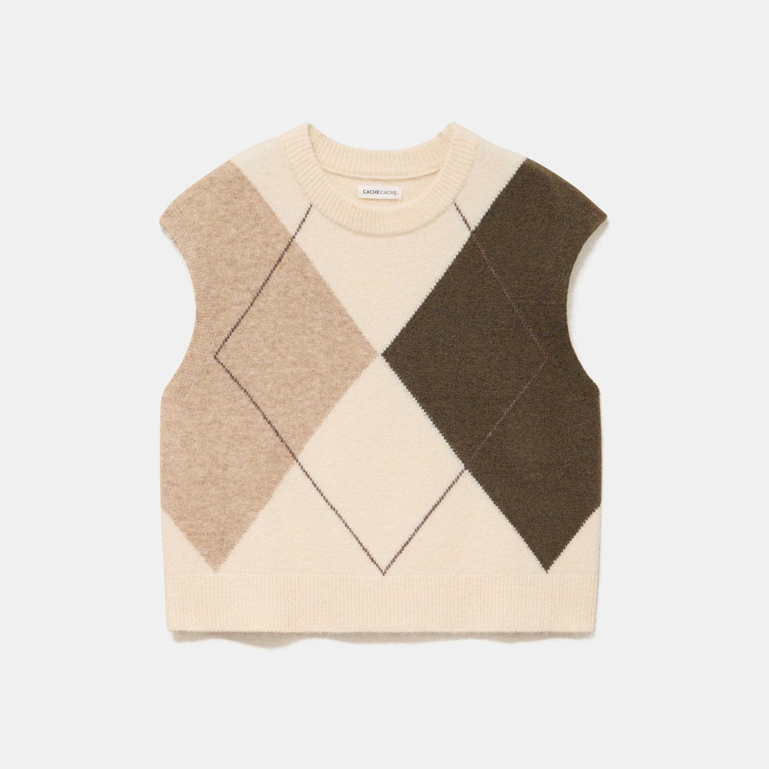 Pull sans manches ecru femme