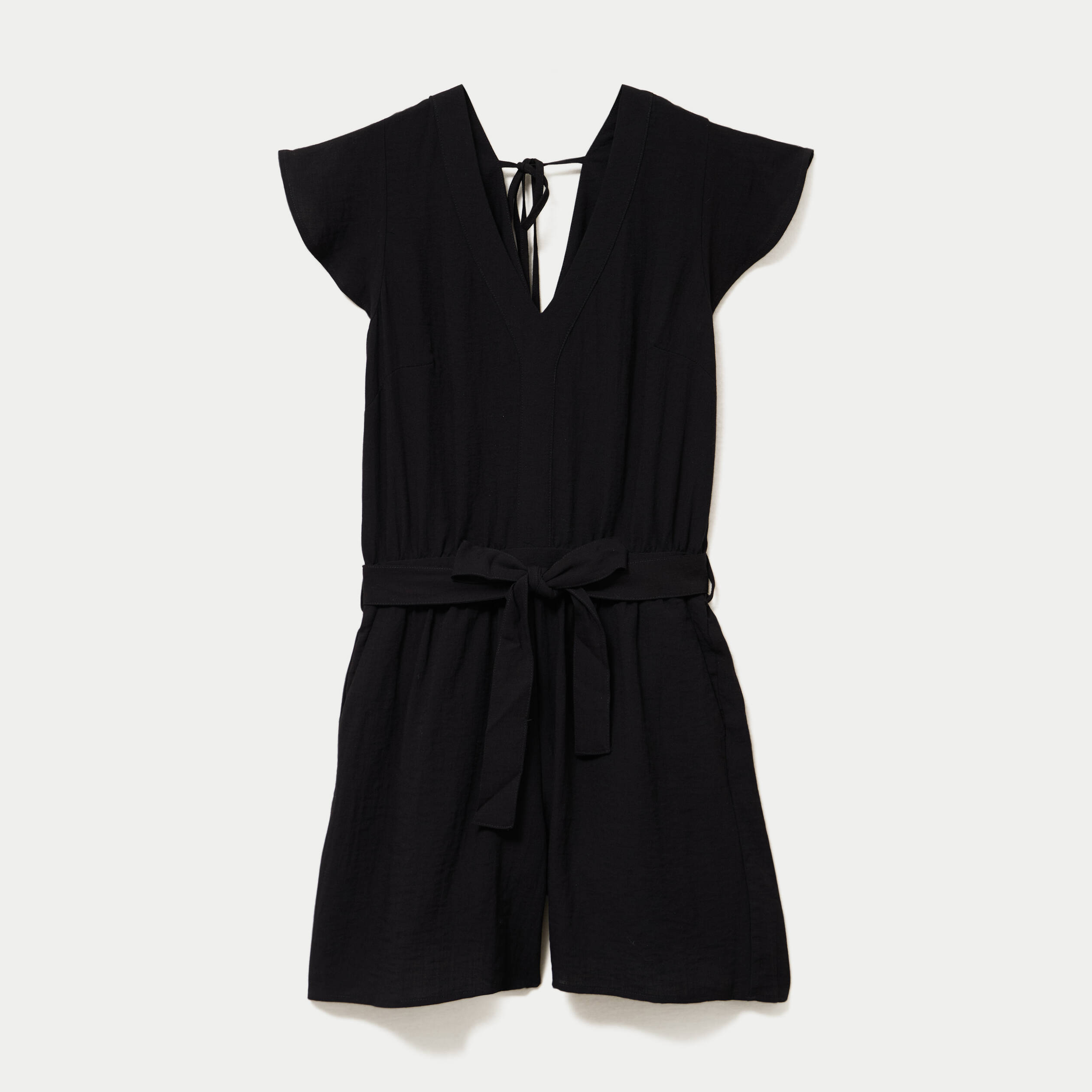 Combishort fluide noir femme