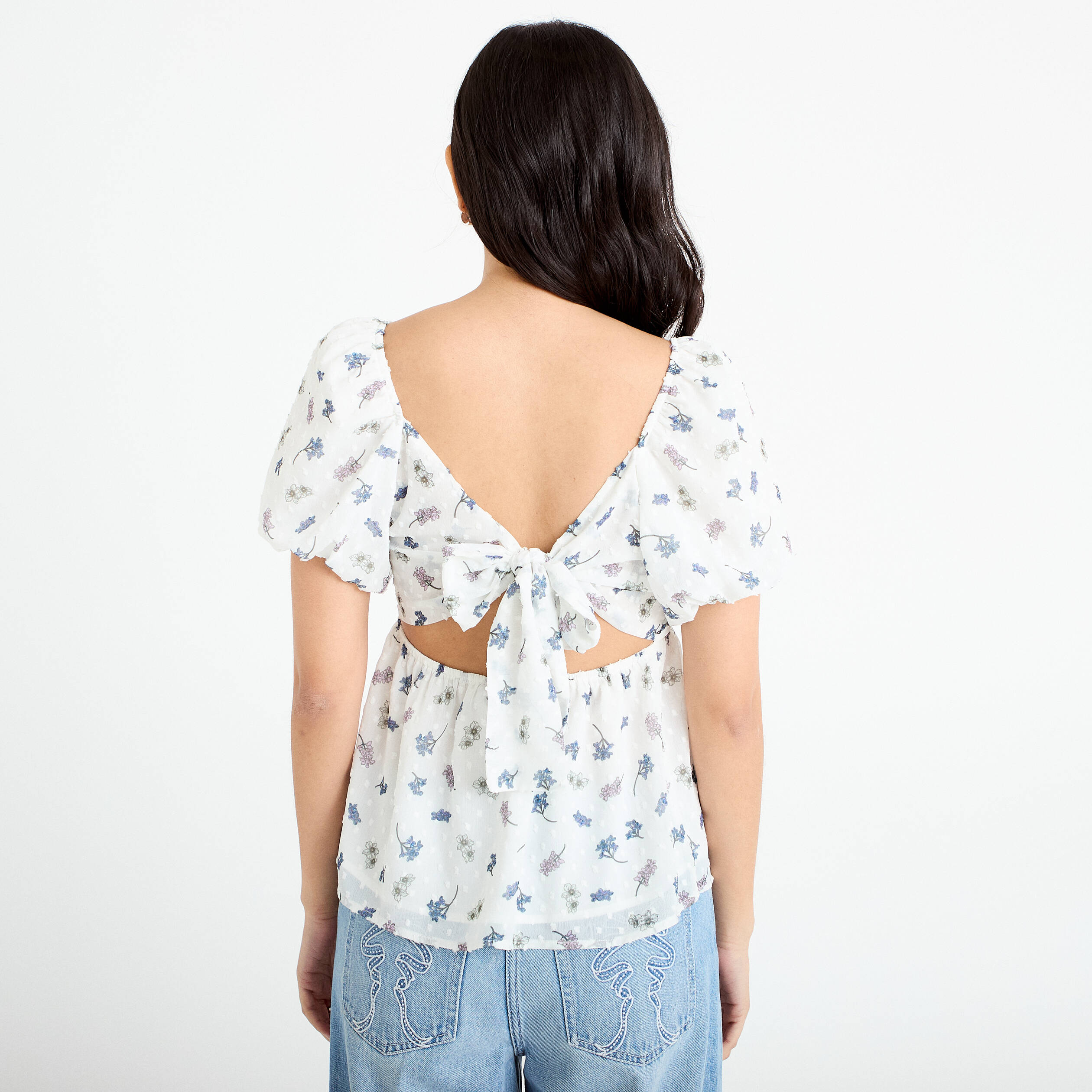 Blouse noeud dos Bridgerton blanc femme