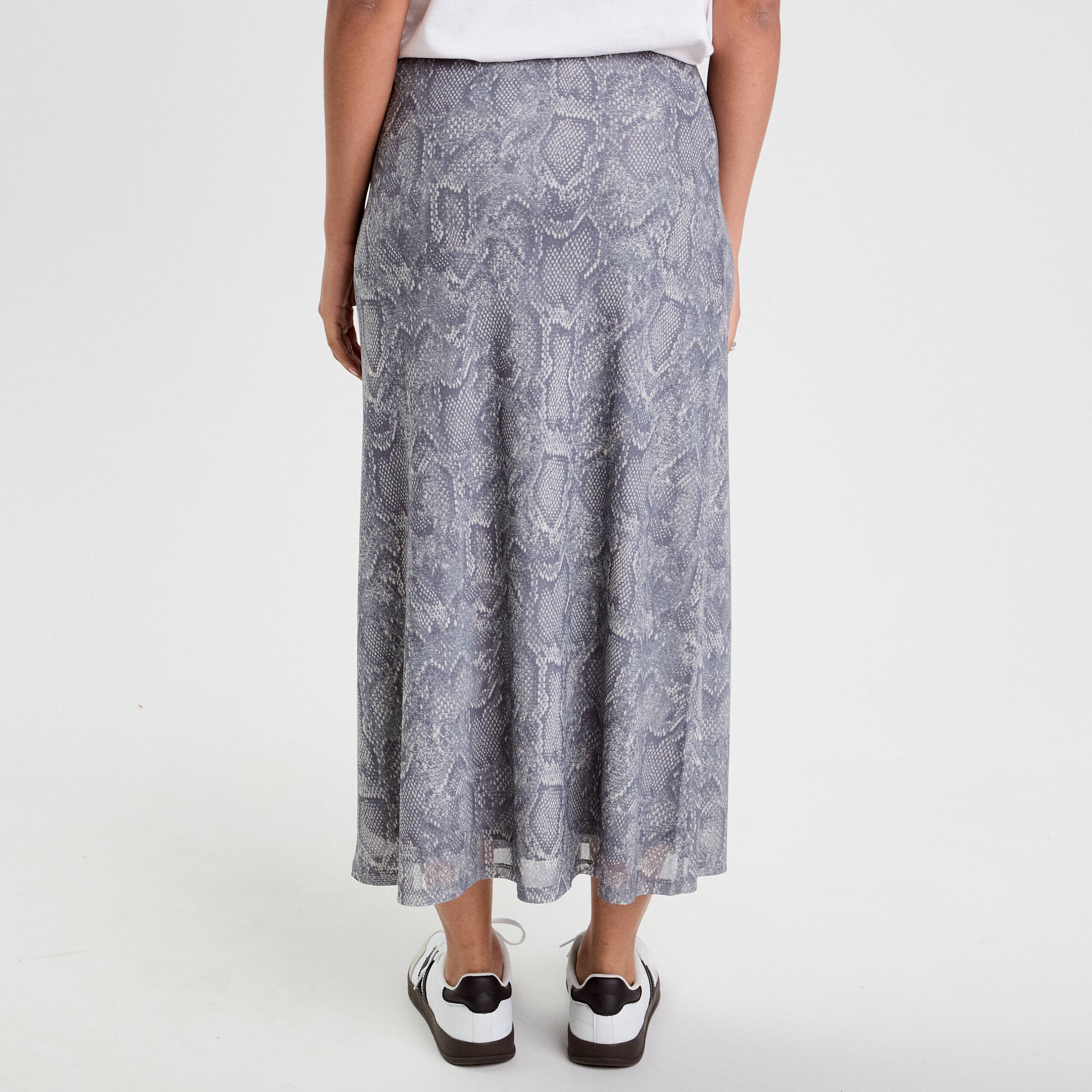 Jupe longue &eacute;vas&eacute;e bleu gris femme
