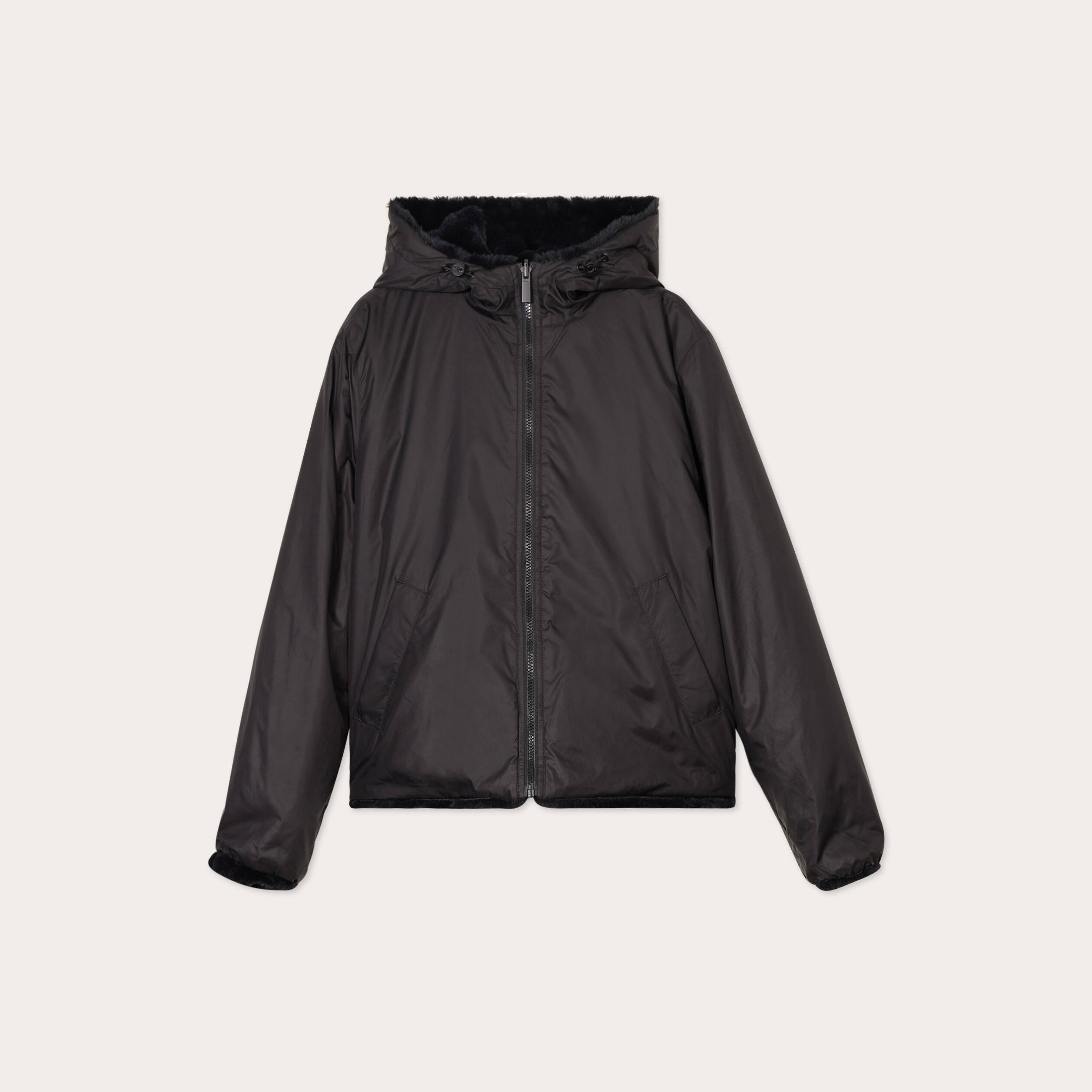 Parka r&eacute;versible &agrave; capuche noir femme