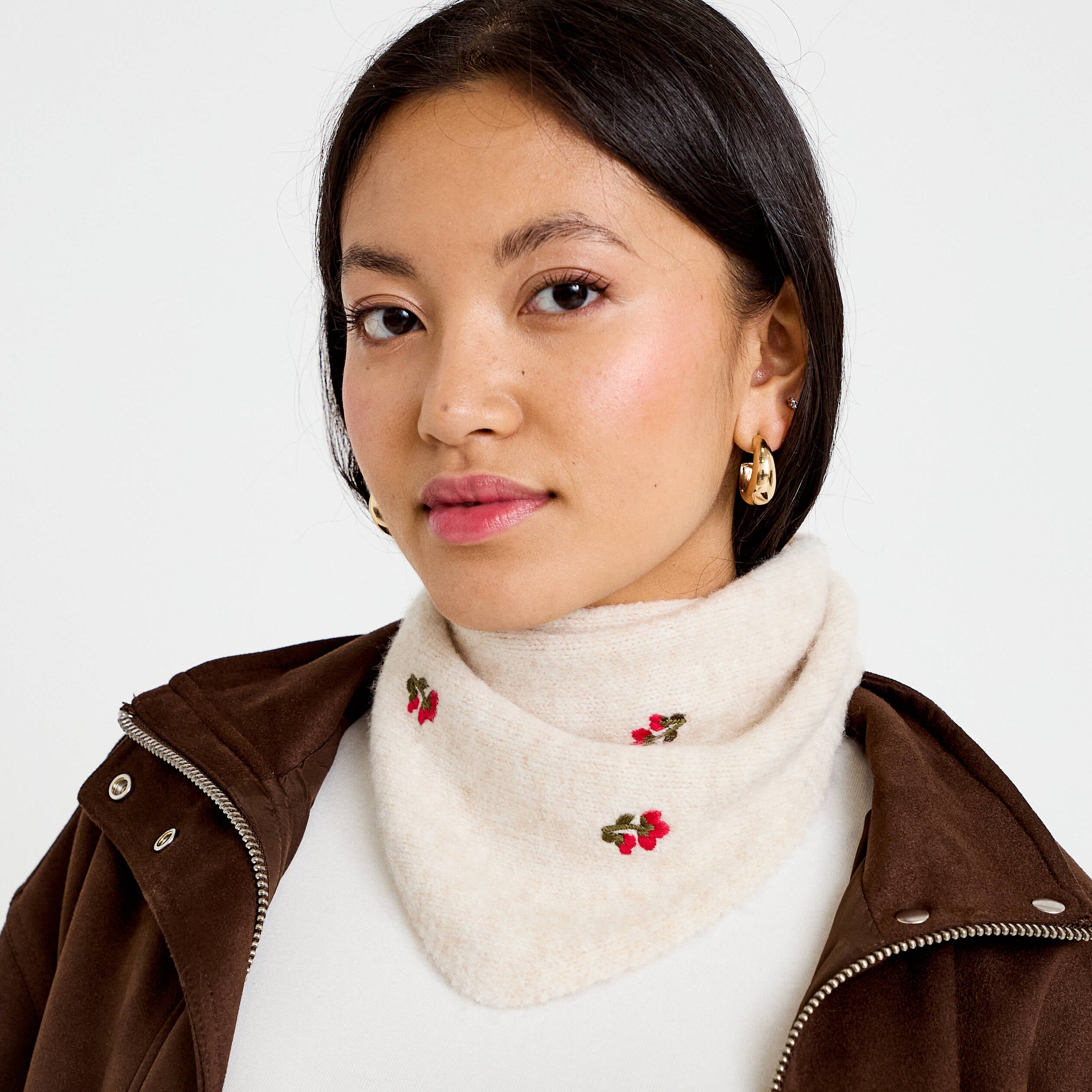 Foulard avec broderie ecru femme