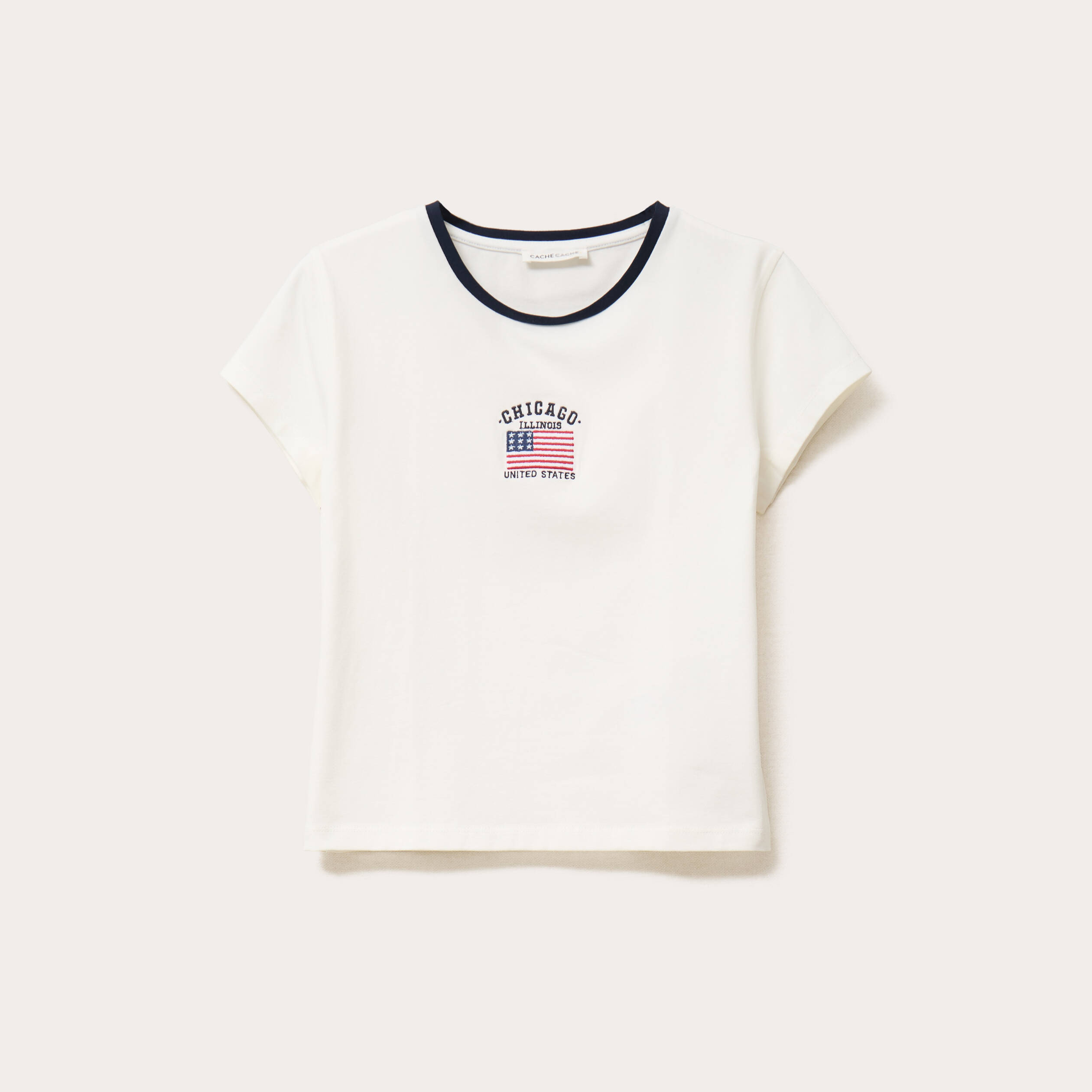 T-shirt manches courtes ecru femme