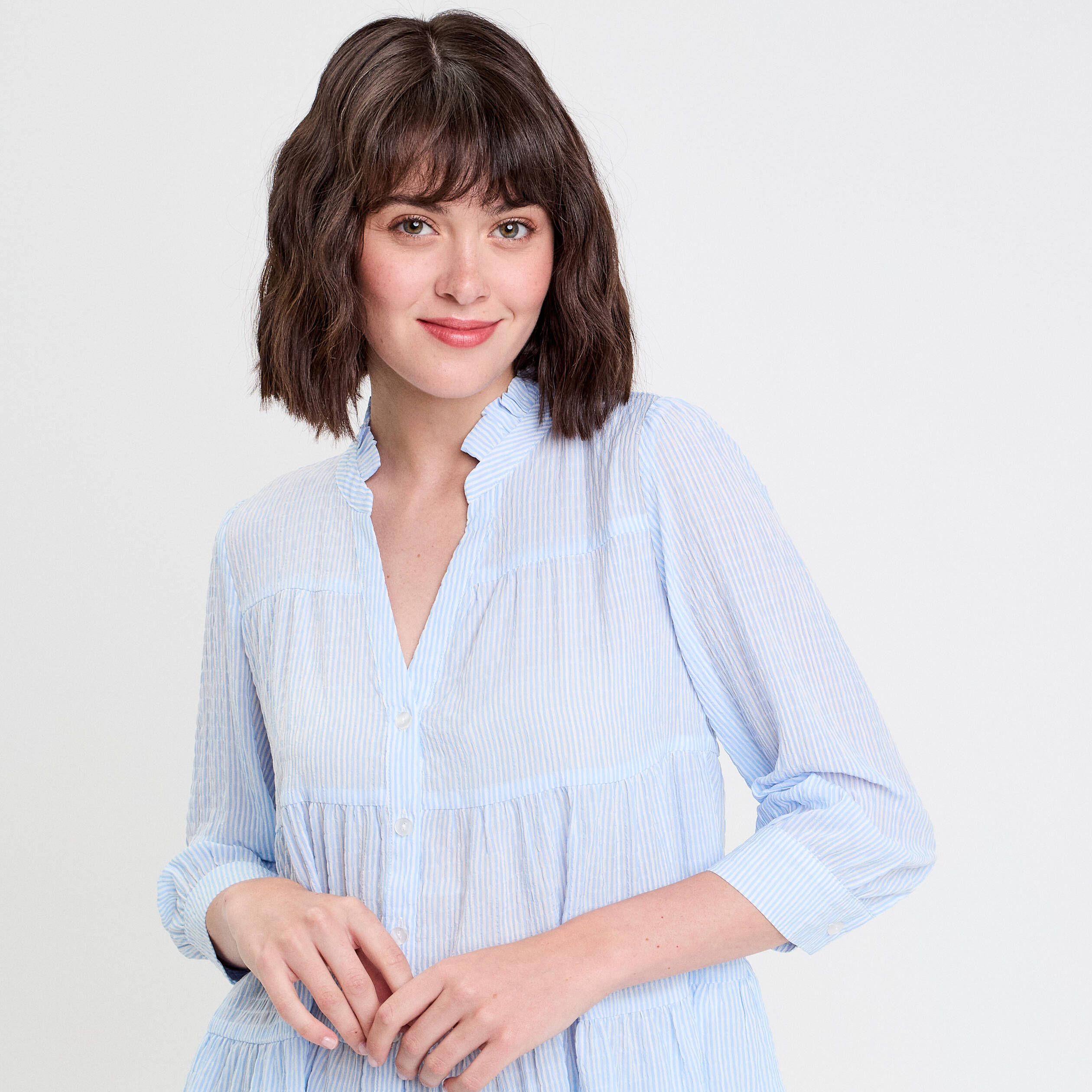 Blouse manches 3/4 beige femme
