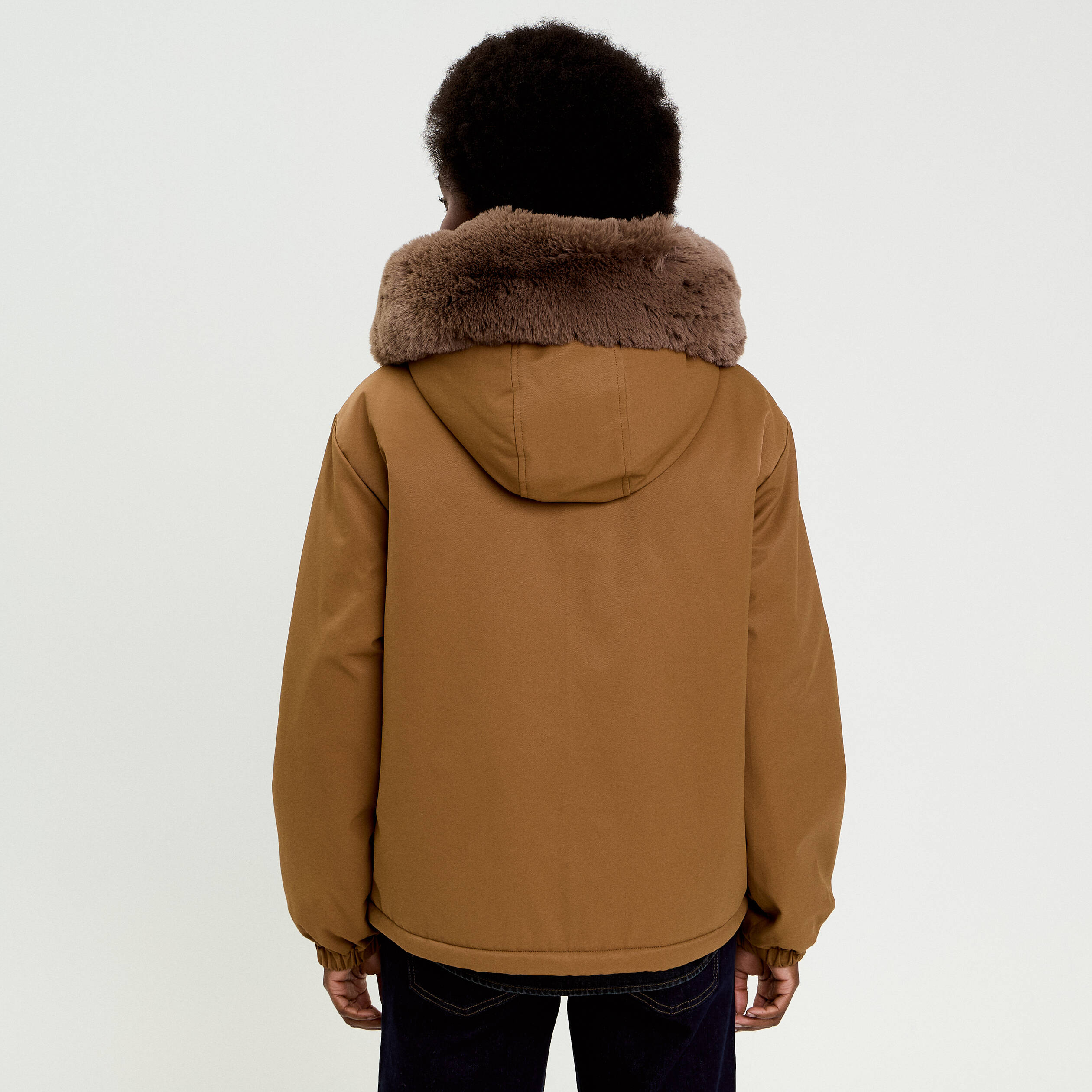 Parka col fausse fourrure amovible marron fonc&eacute; femme