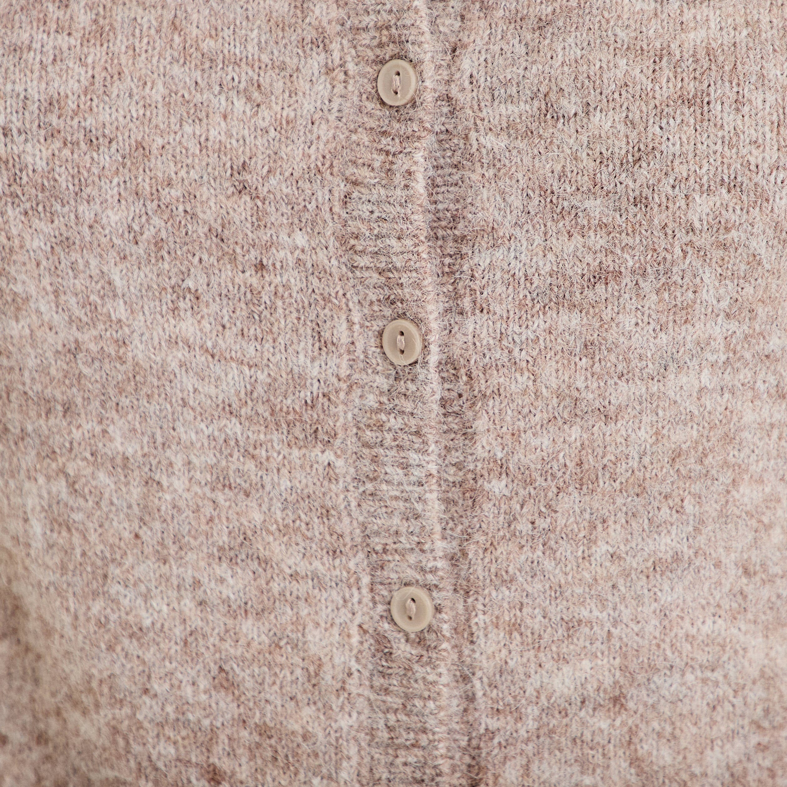 Gilet col rond manches longues taupe femme