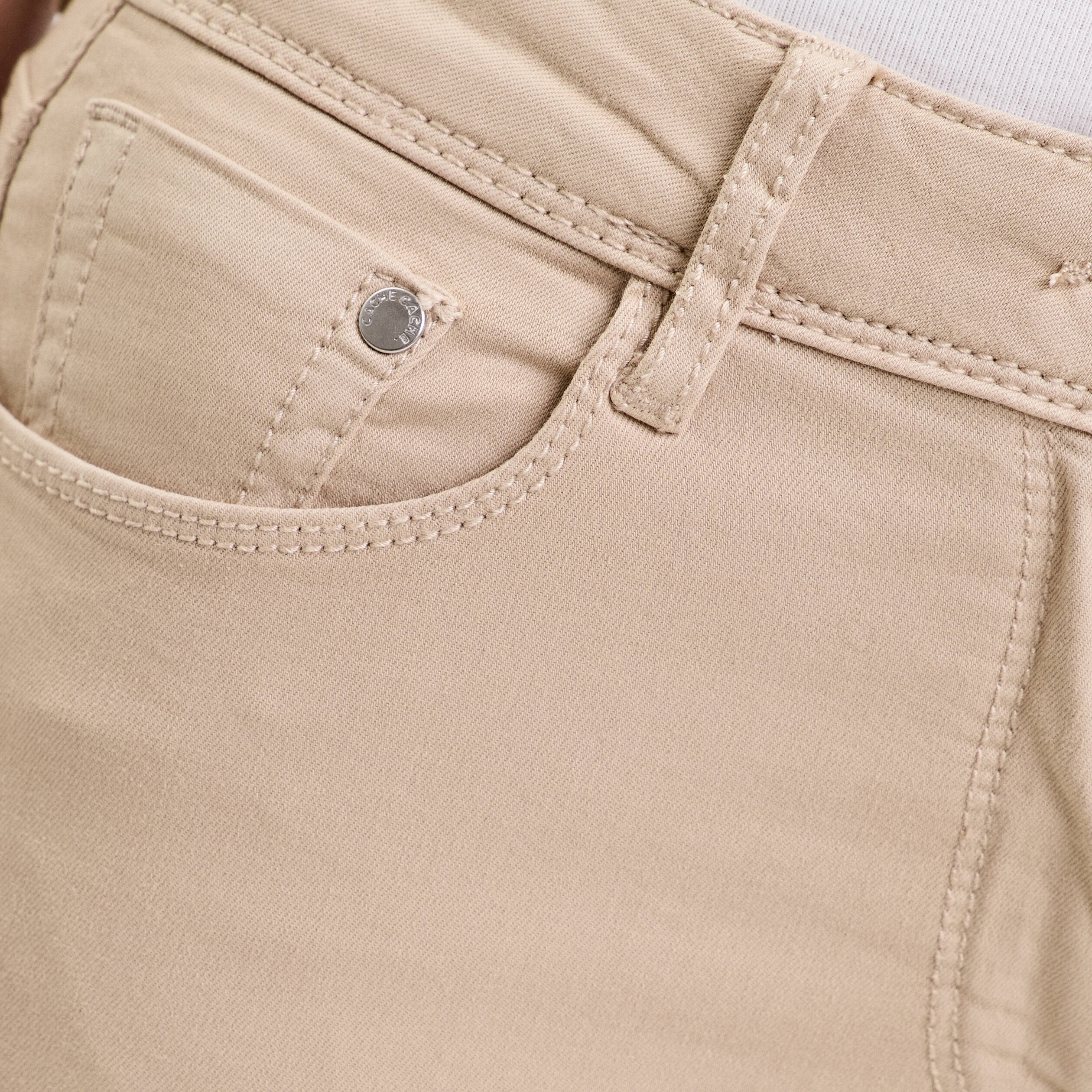 Jeans slim 5 poches taupe femme