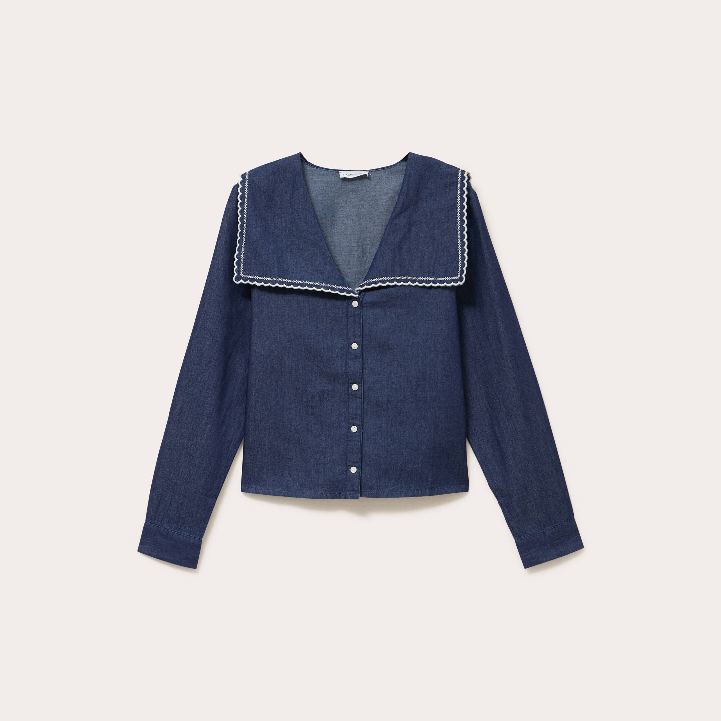 Chemise col marin denim double stone femme
