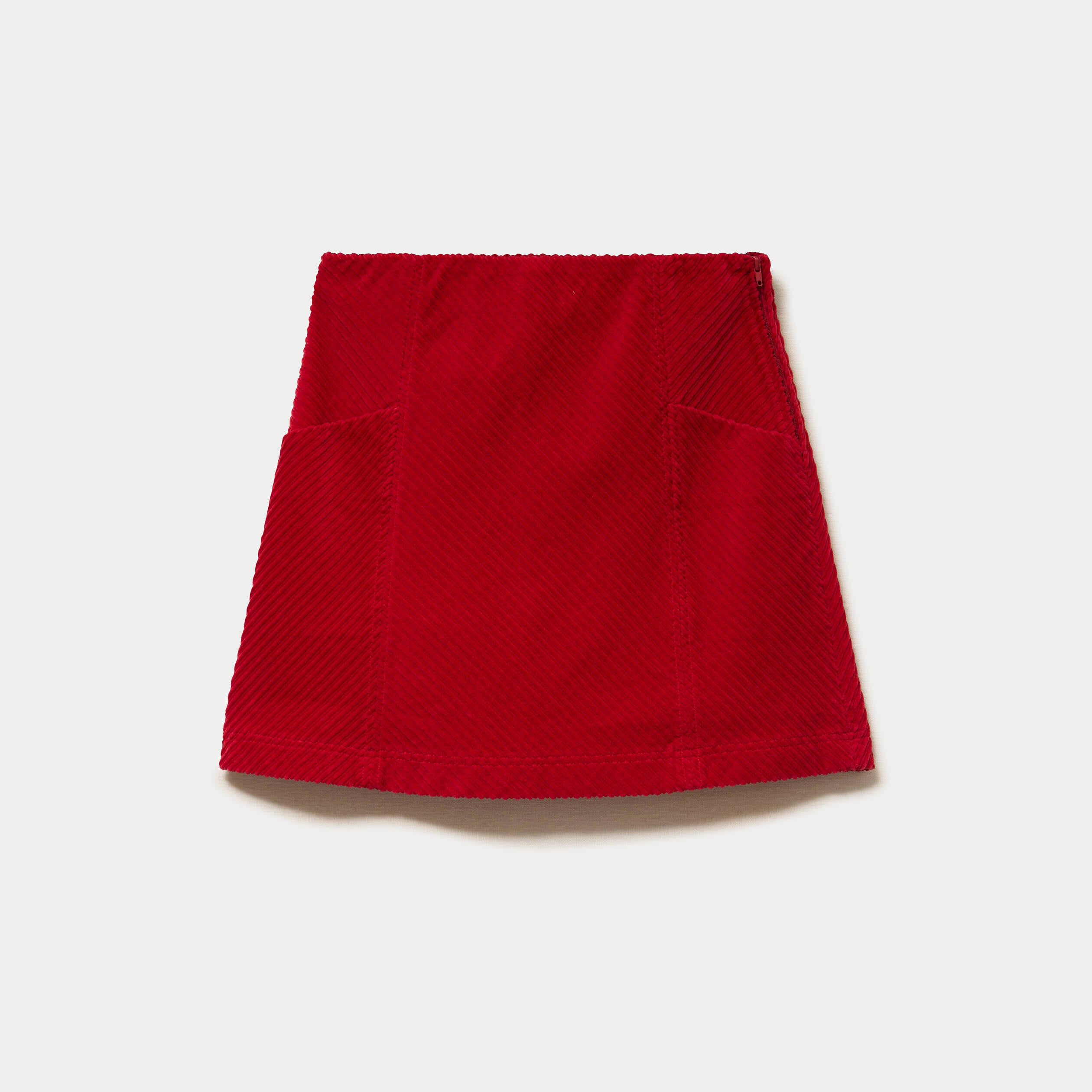 Jupe trap&egrave;ze en velours rouge femme