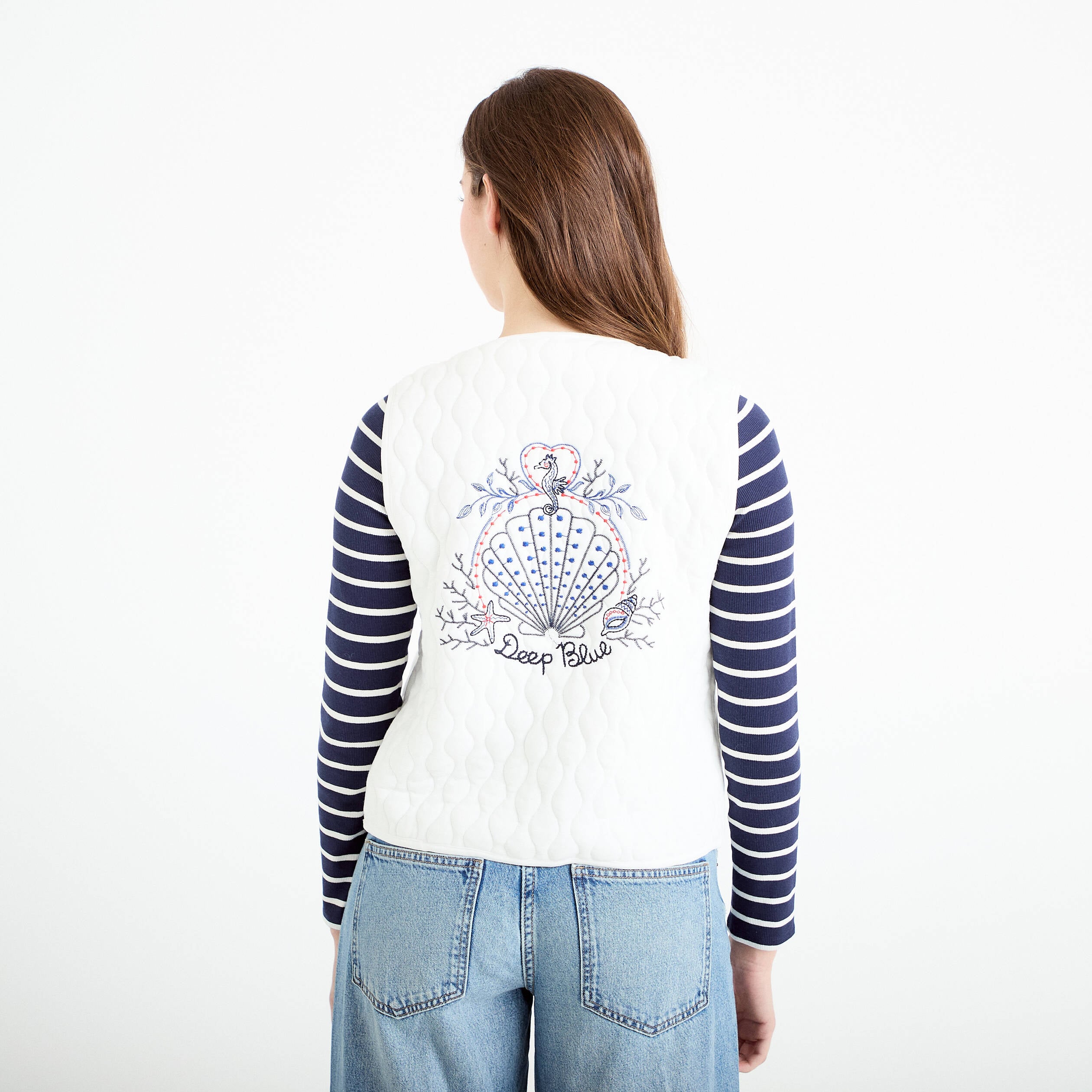 Gilet sans manches matelass&eacute; ecru femme