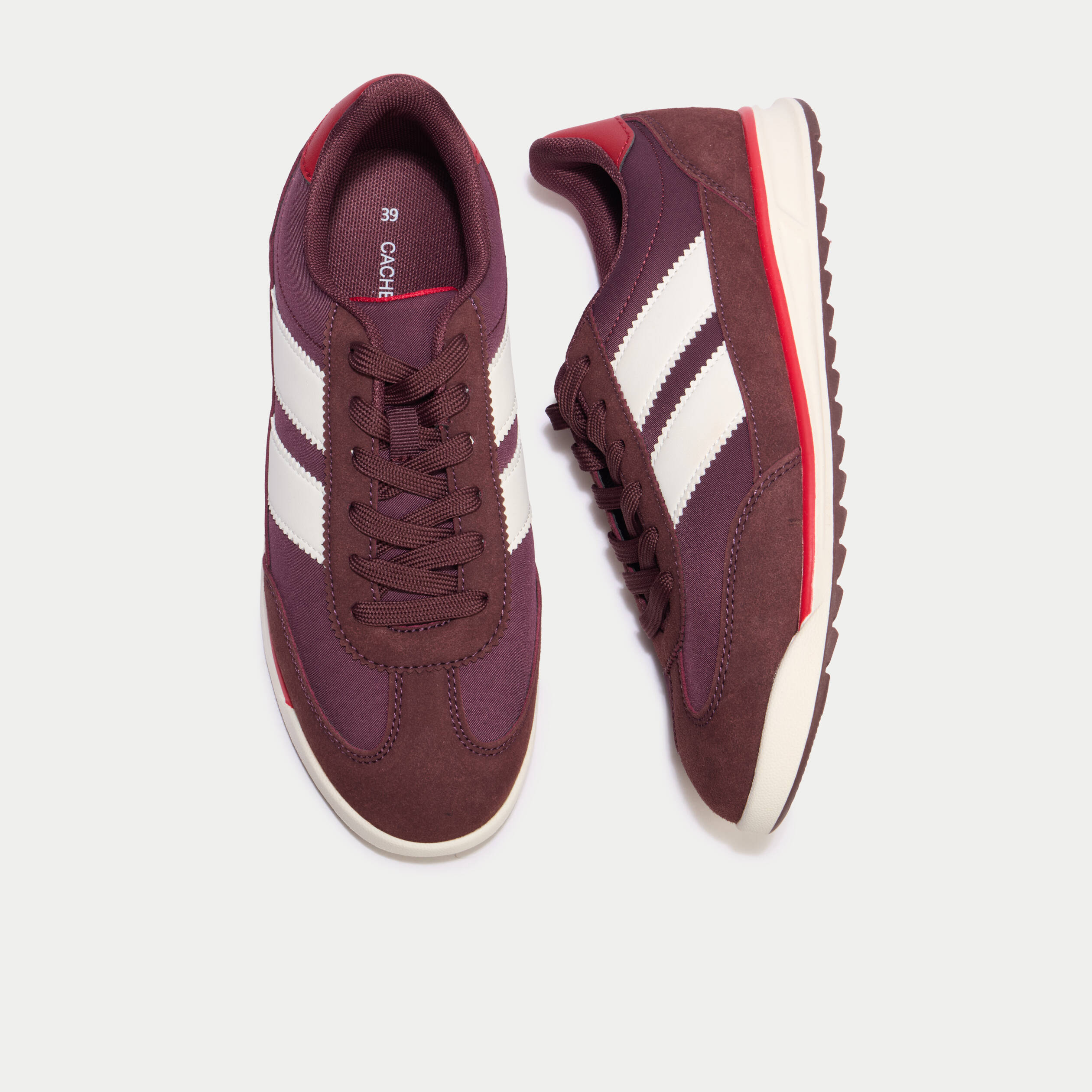 Basket aspect daim bordeaux femme
