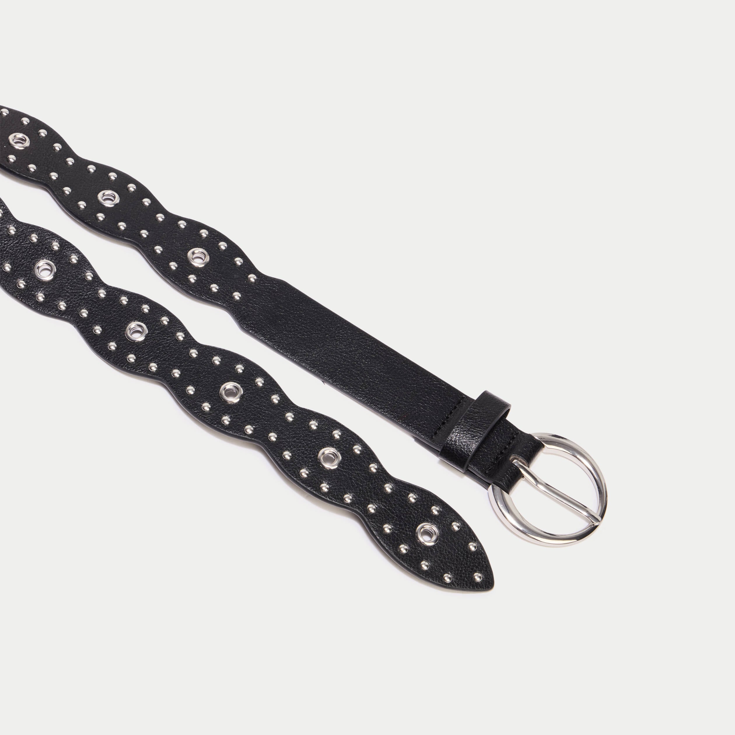 Ceinture large &agrave; d&eacute;tails clout&eacute;s noir femme