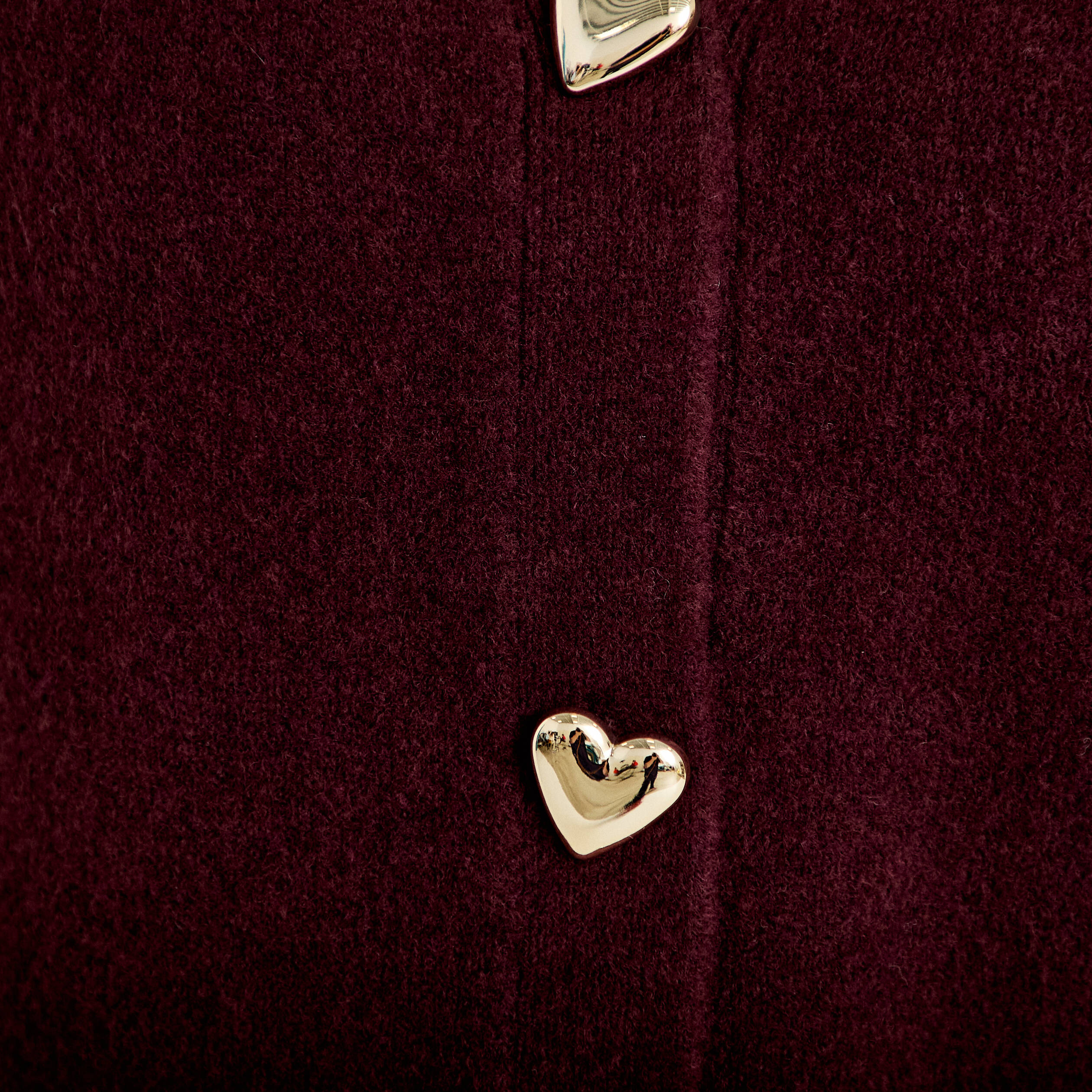 Gilet boutons coeur prune femme