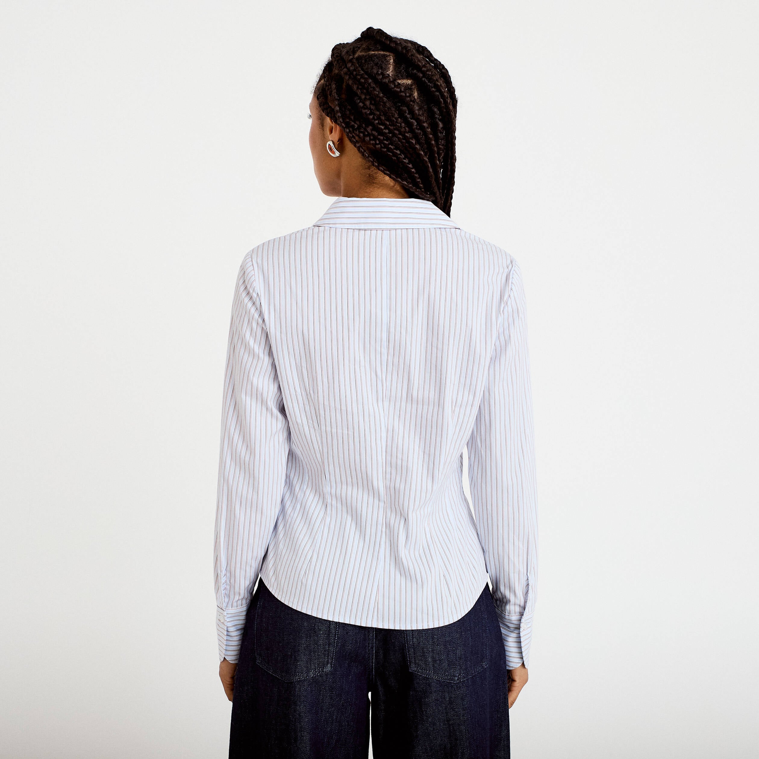 Chemise ajust&eacute;e manches longues bleu femme