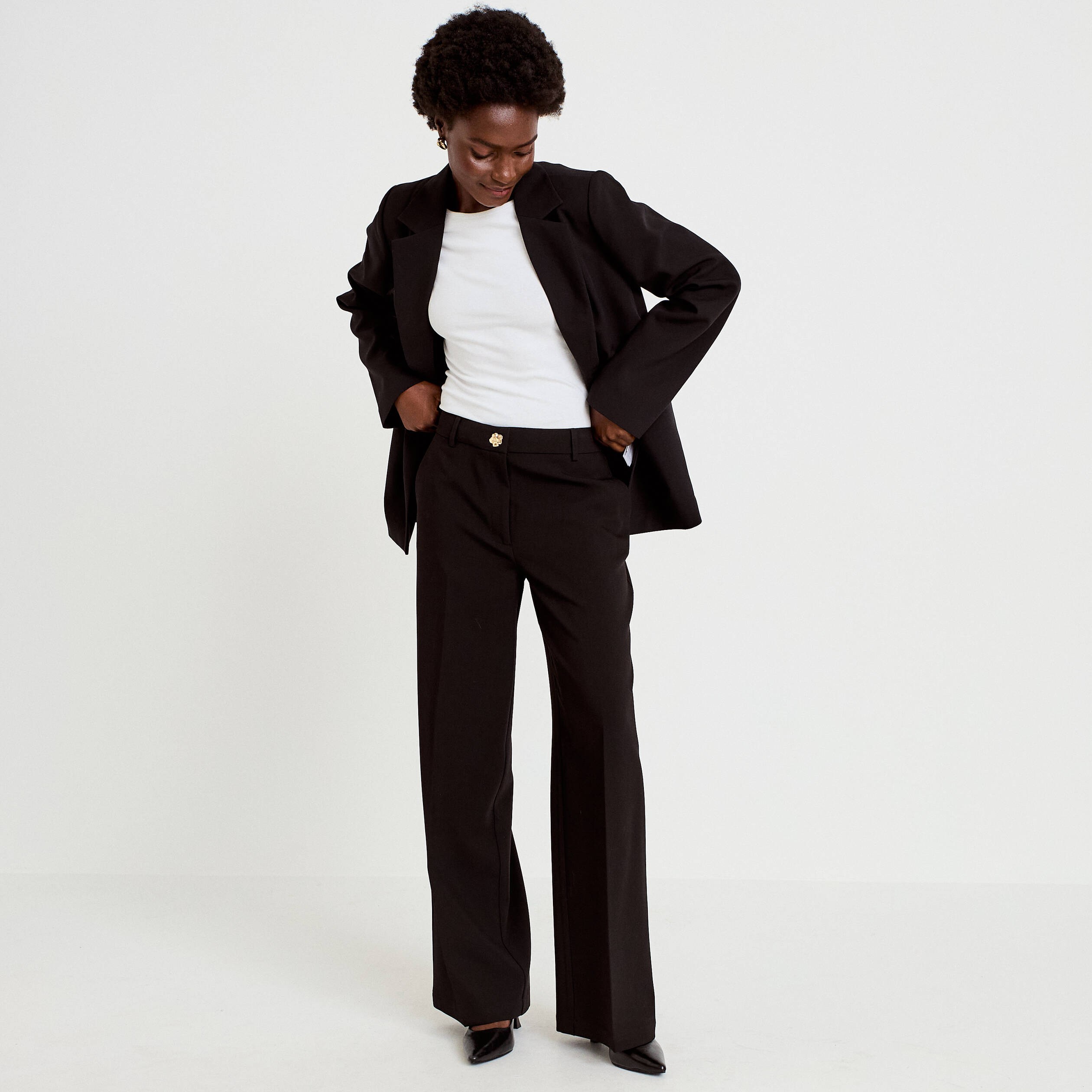 Pantalon bootcut taille standard noir femme