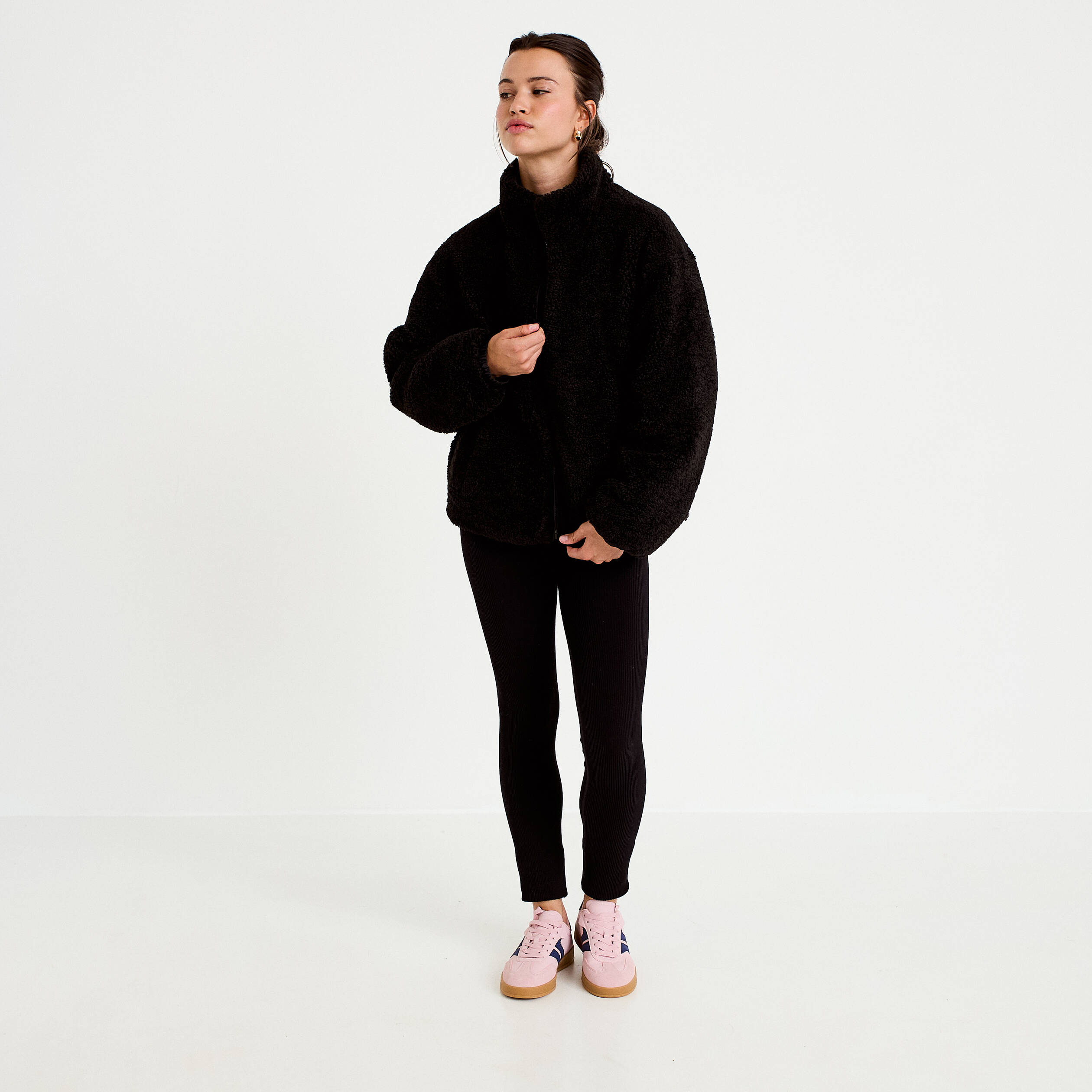 Doudoune r&eacute;versible effet polaire noir femme