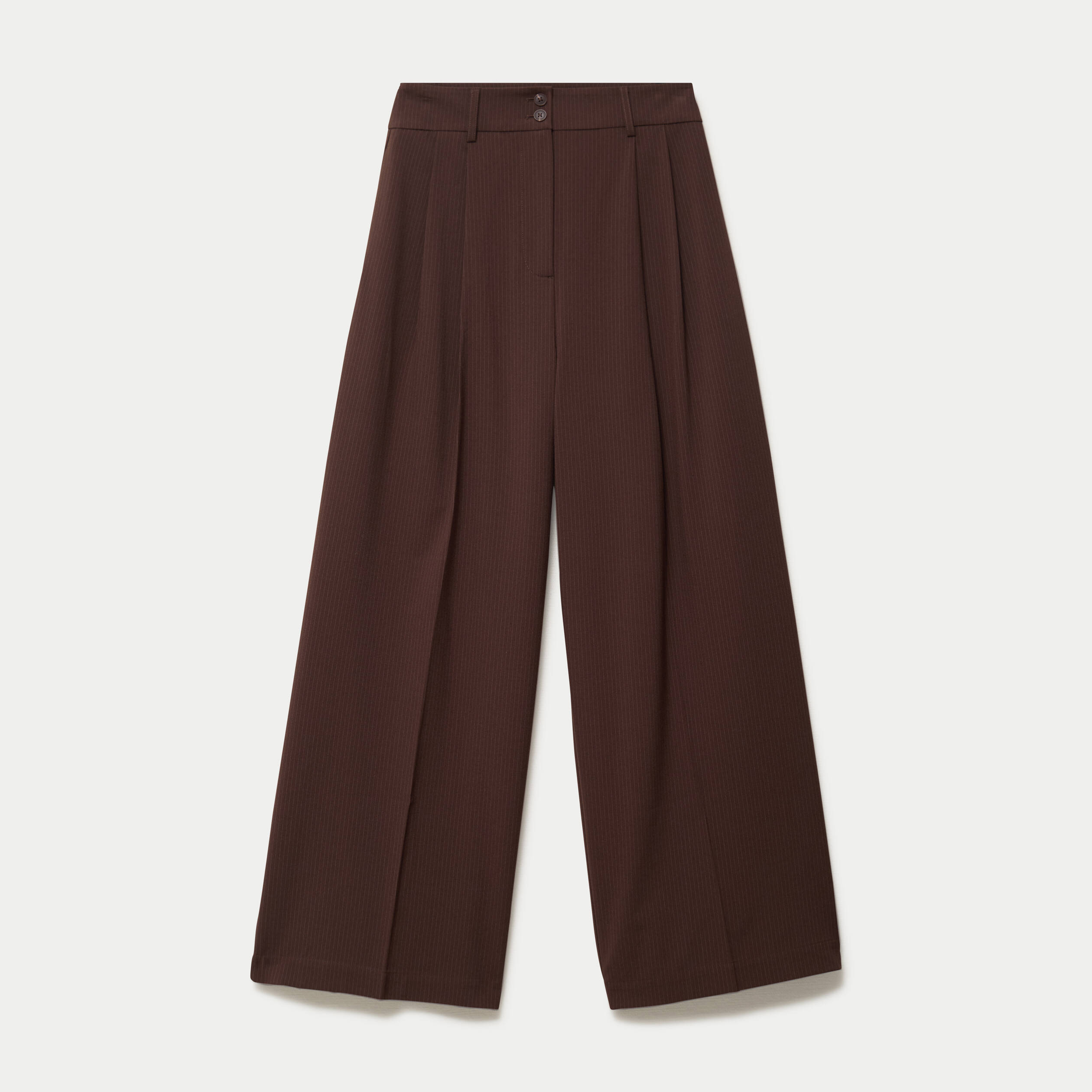 Pantalon large &agrave; pinces marron femme