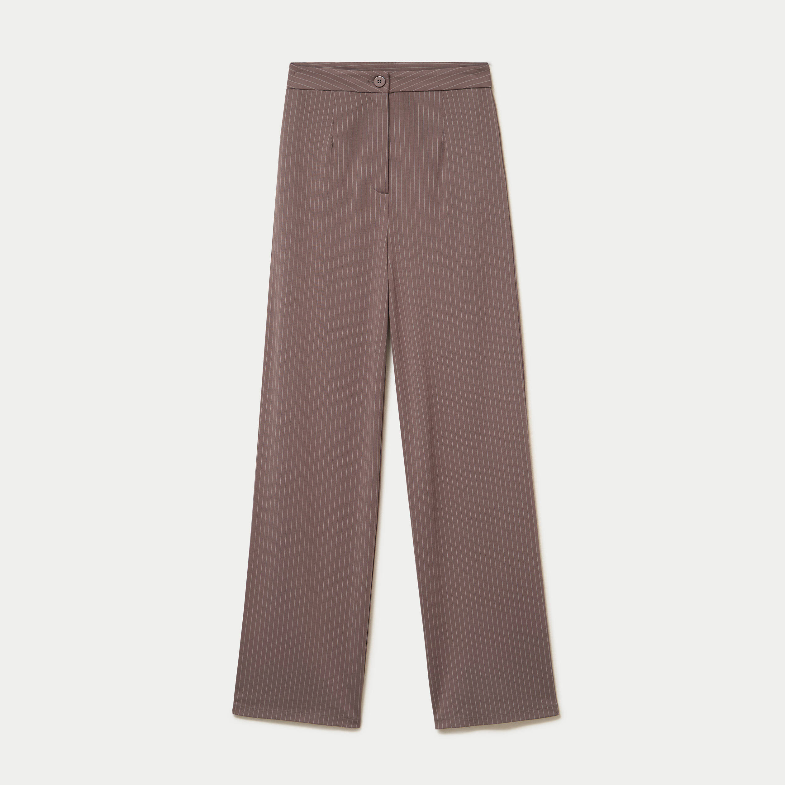 Pantalon large taille haute taupe femme