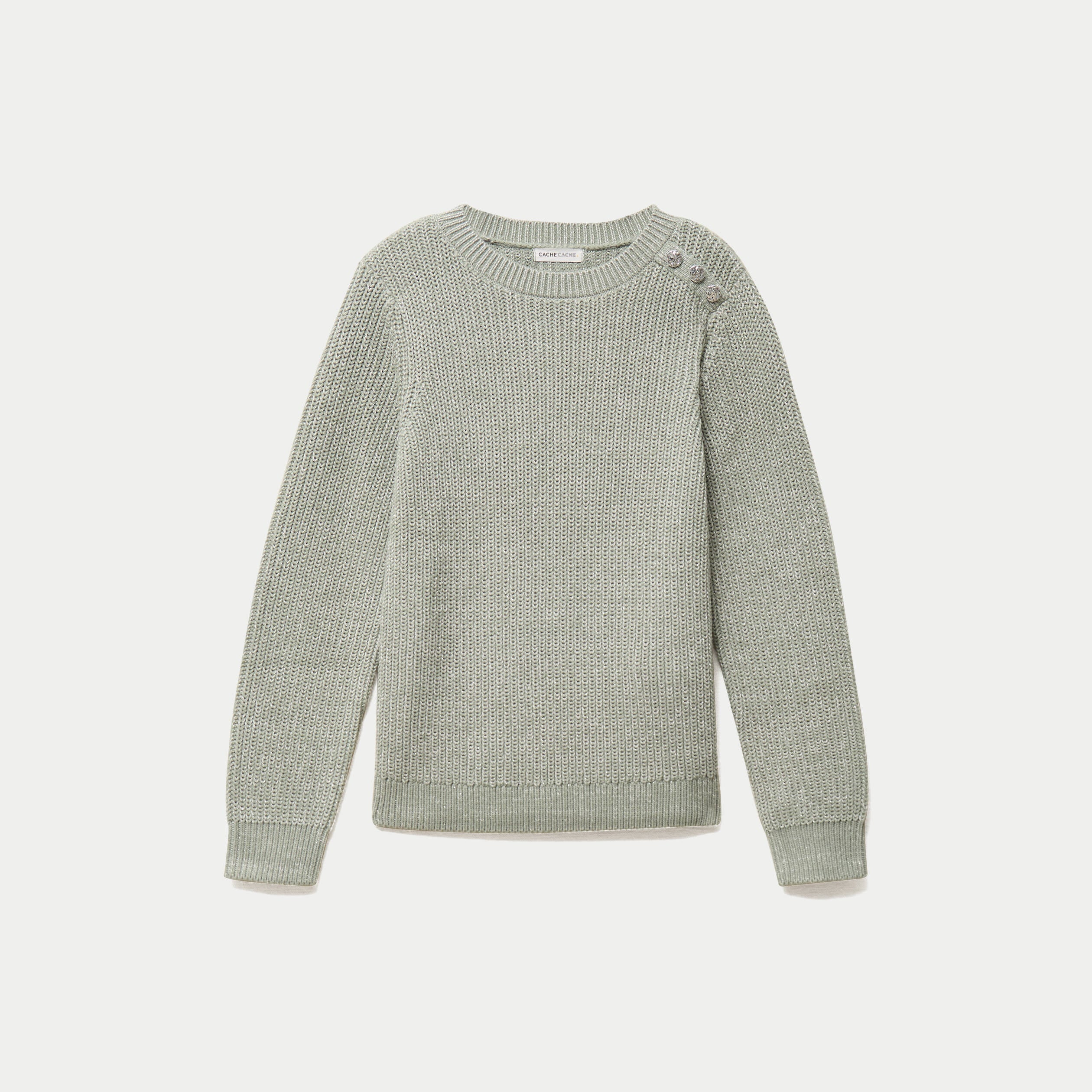 Pull manches longues brillant vert pastel femme