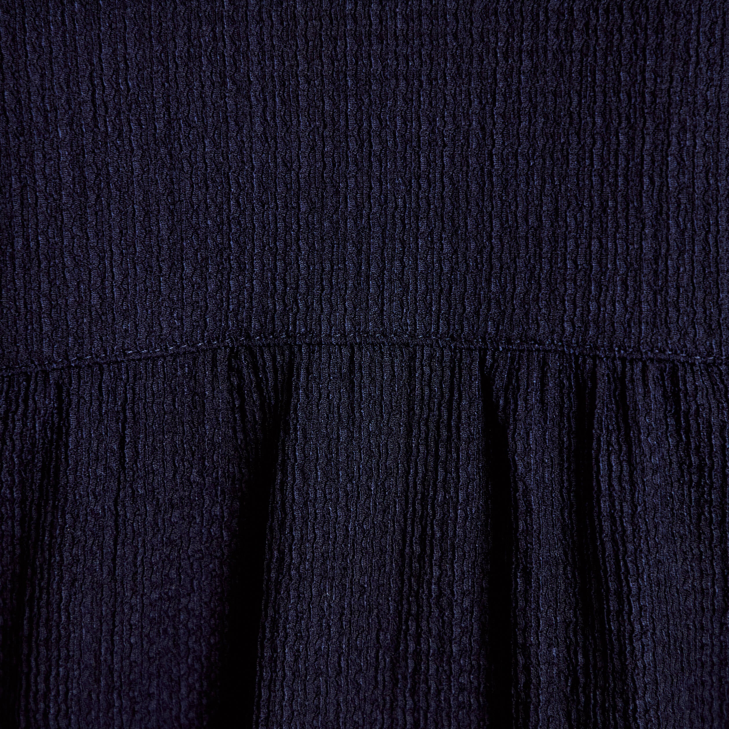 Blouse droite col montant dentelle bleu marine femme