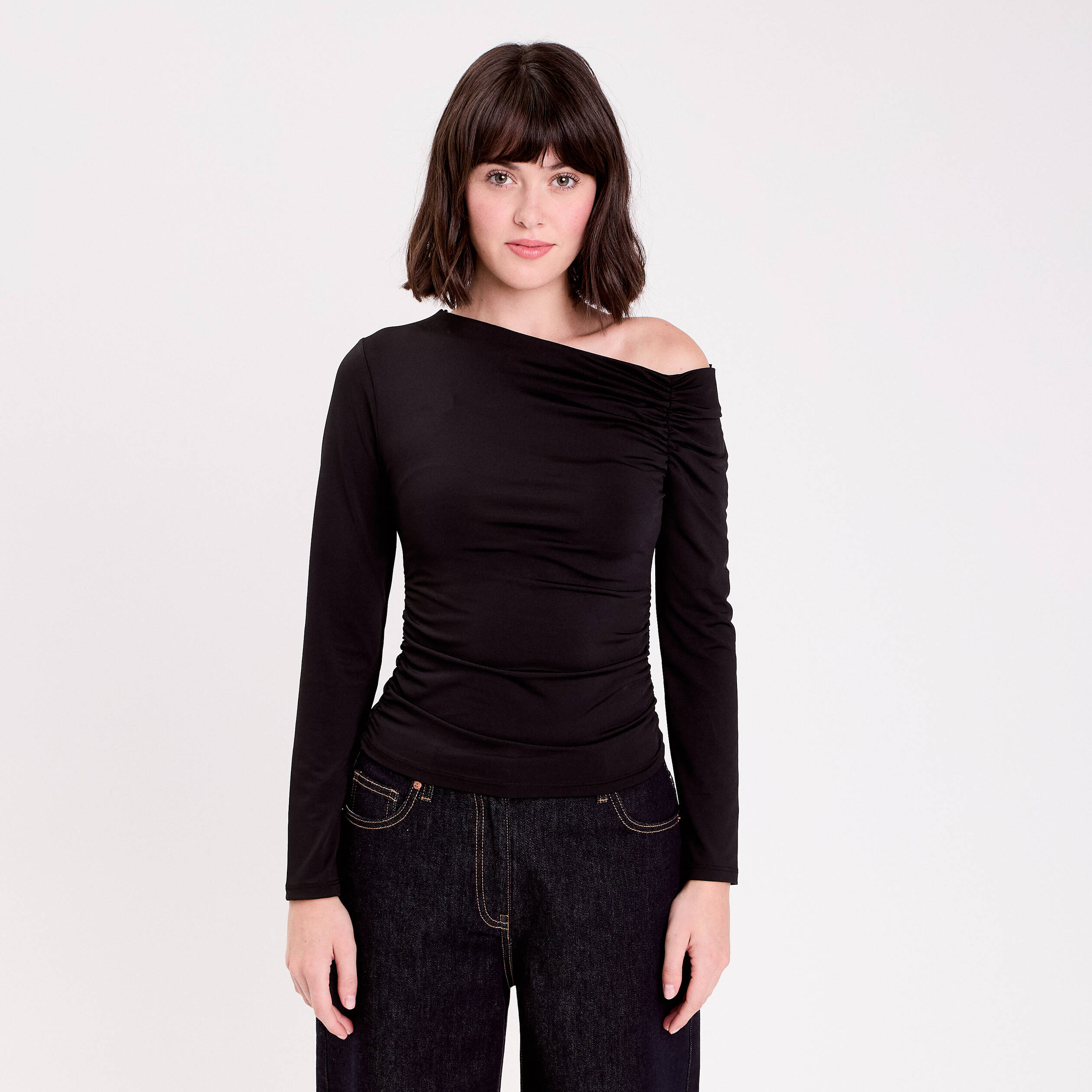 T-shirt ajust&eacute; manches longues noir femme
