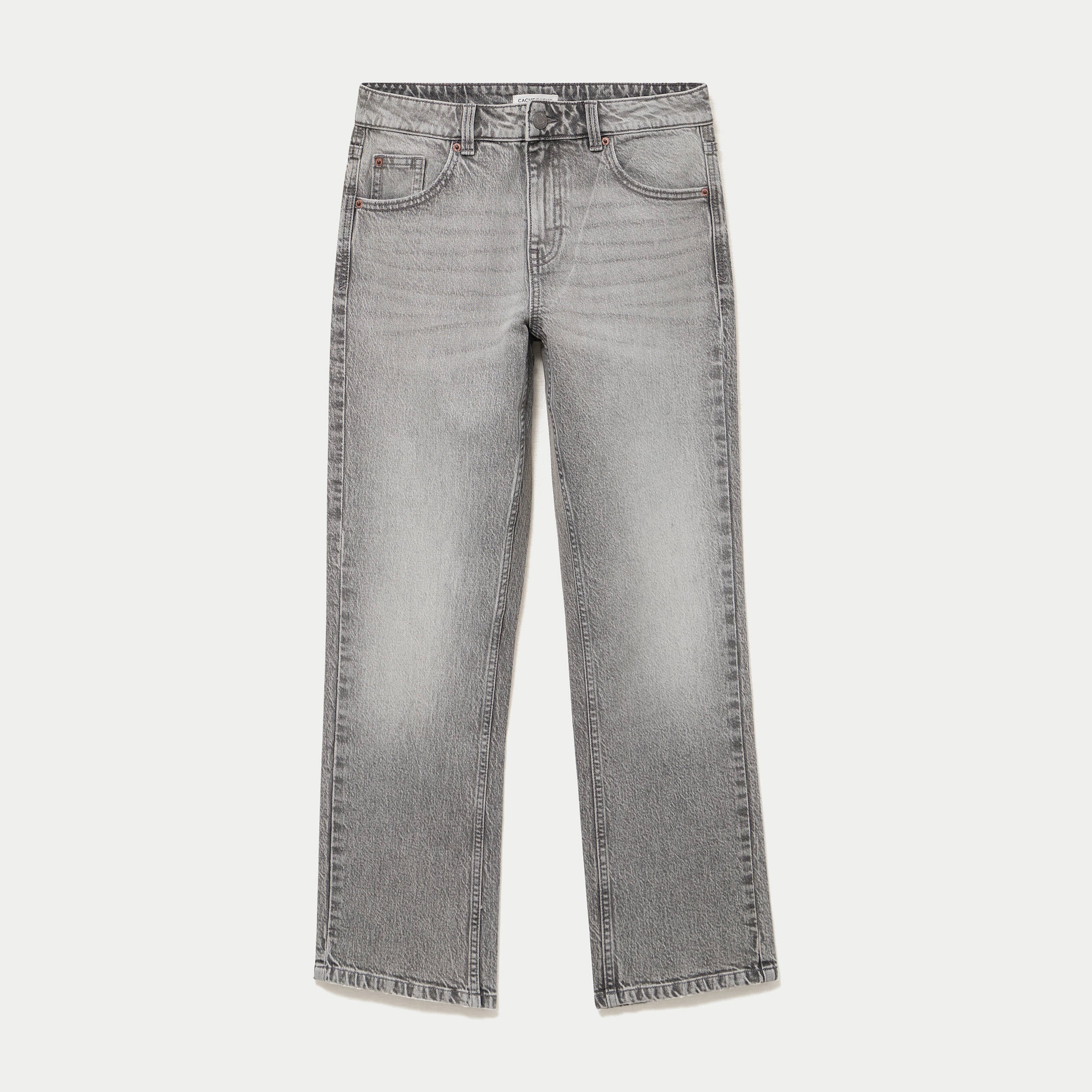 Jean droit taille standard denim gris femme