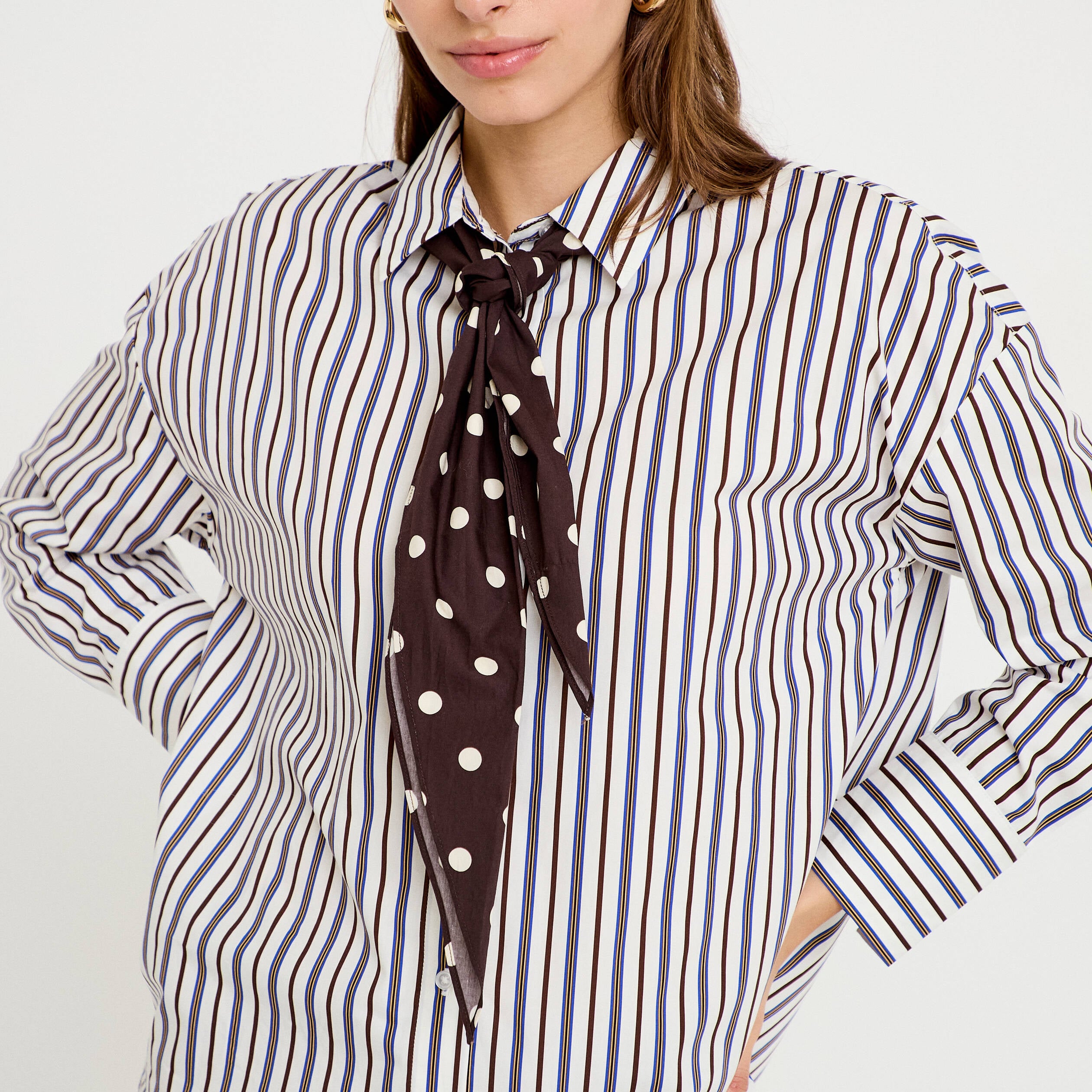Chemise oversize manches longues blanc femme