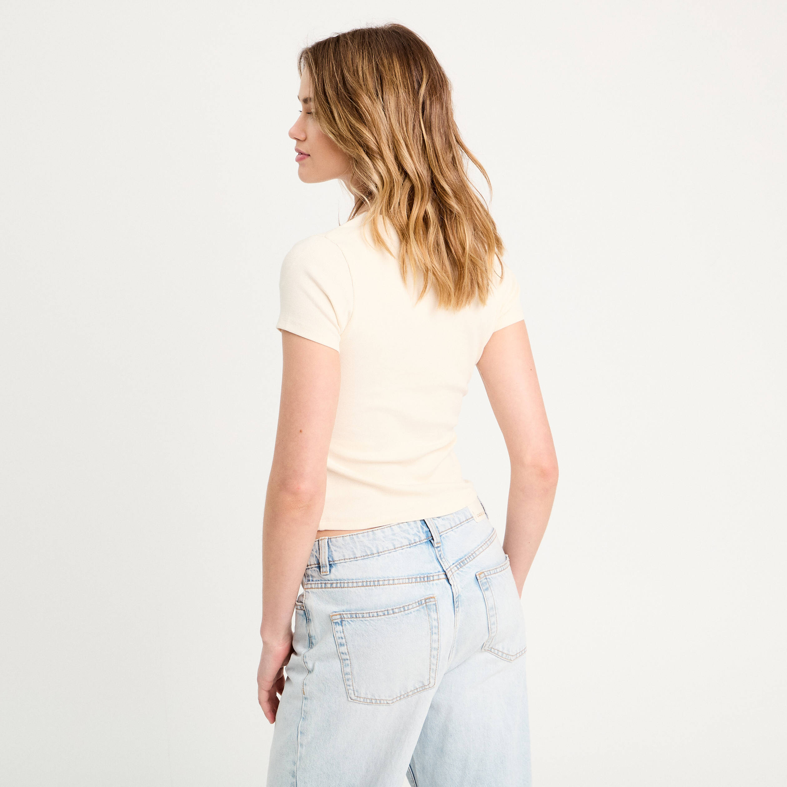 T -shirt manches courtes ecru femme
