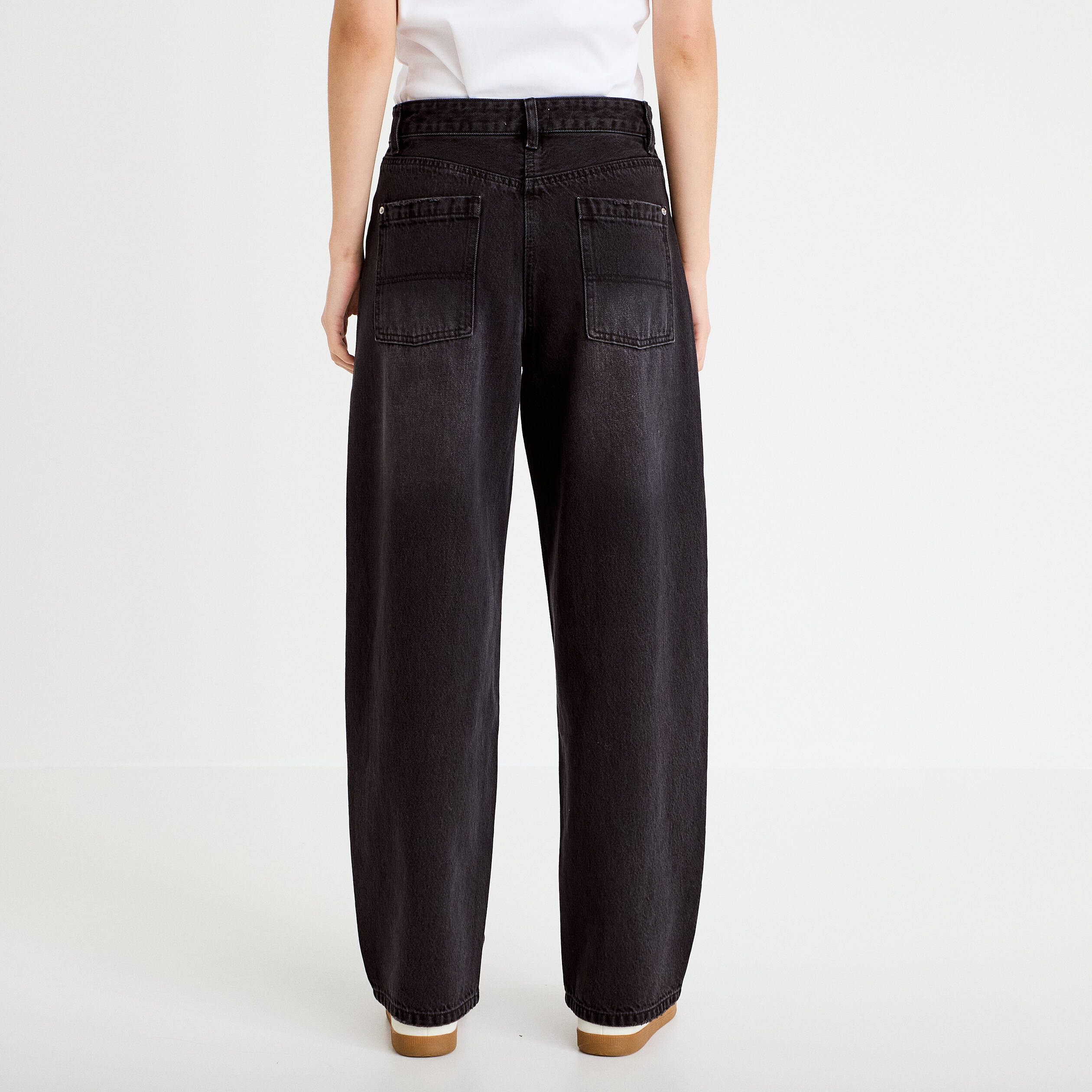 Jean barrel taille standard denim noir femme