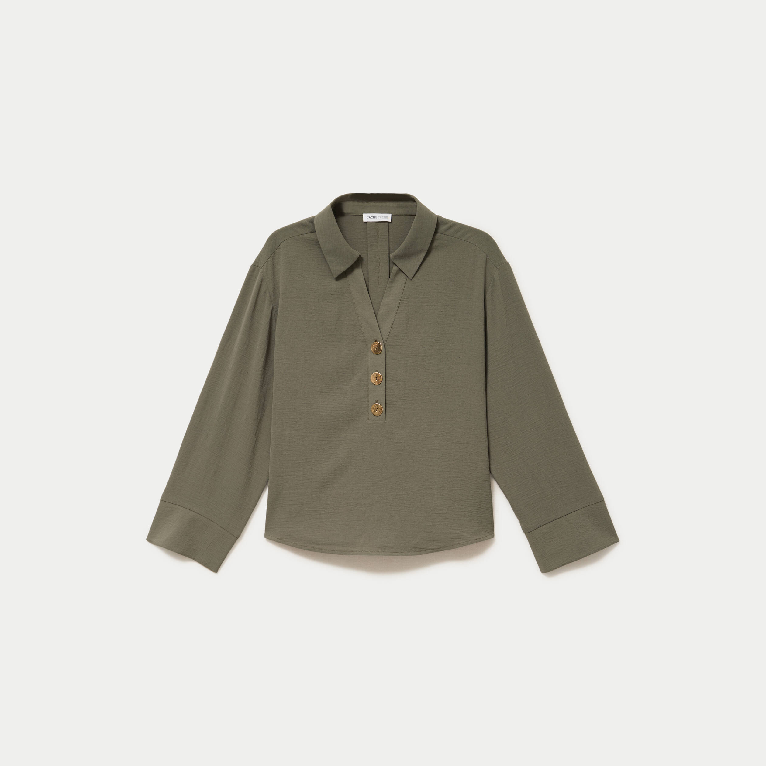 Blouse manches longues vert kaki femme